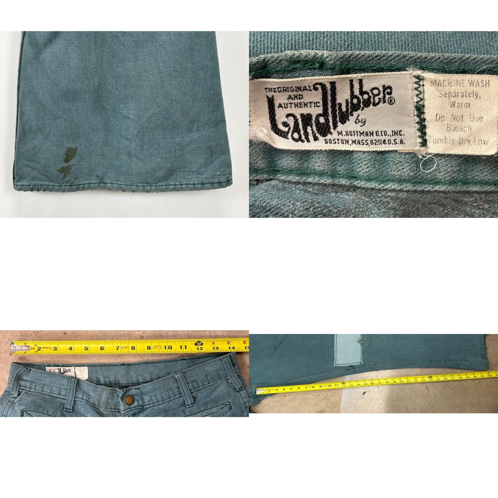 Vintage Vtg Landlubber Bell Bottom Pants Jeans Sz 28x32 Teal Distressed Destroyed USA Size 28" / US 6 / IT 42 - 8 Thumbnail