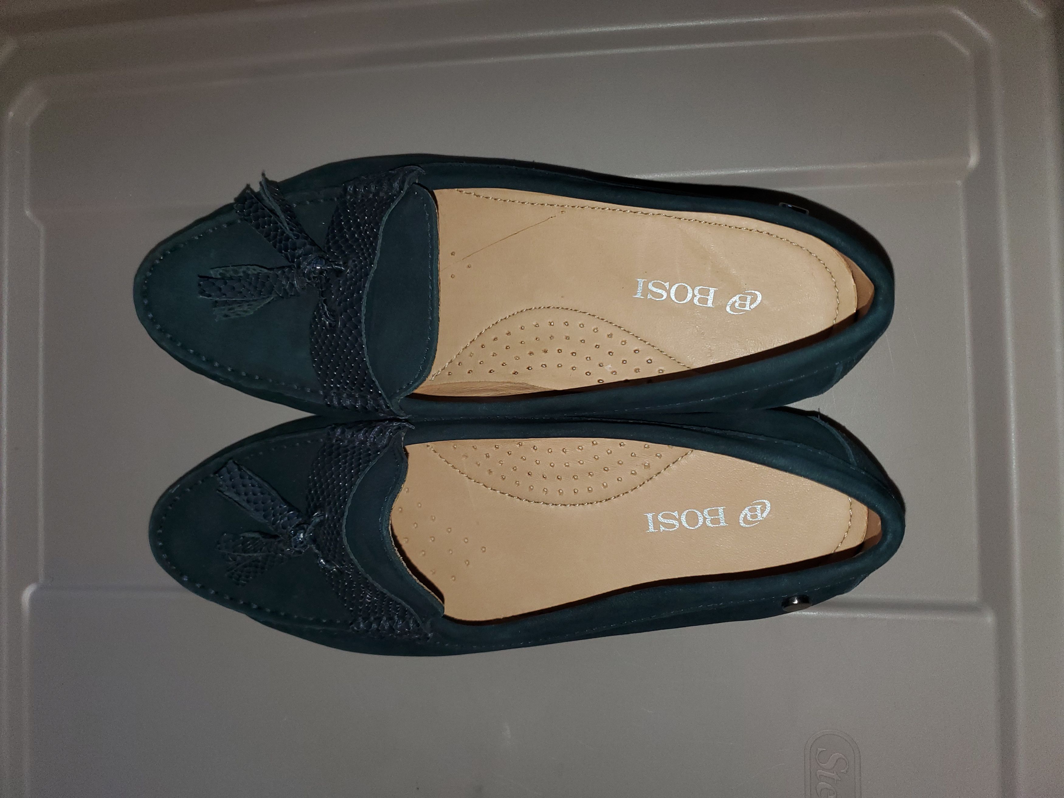 Other Bosi authentic blue suede + leather loafer moccasins Size US 6 / IT 36 - 5 Thumbnail