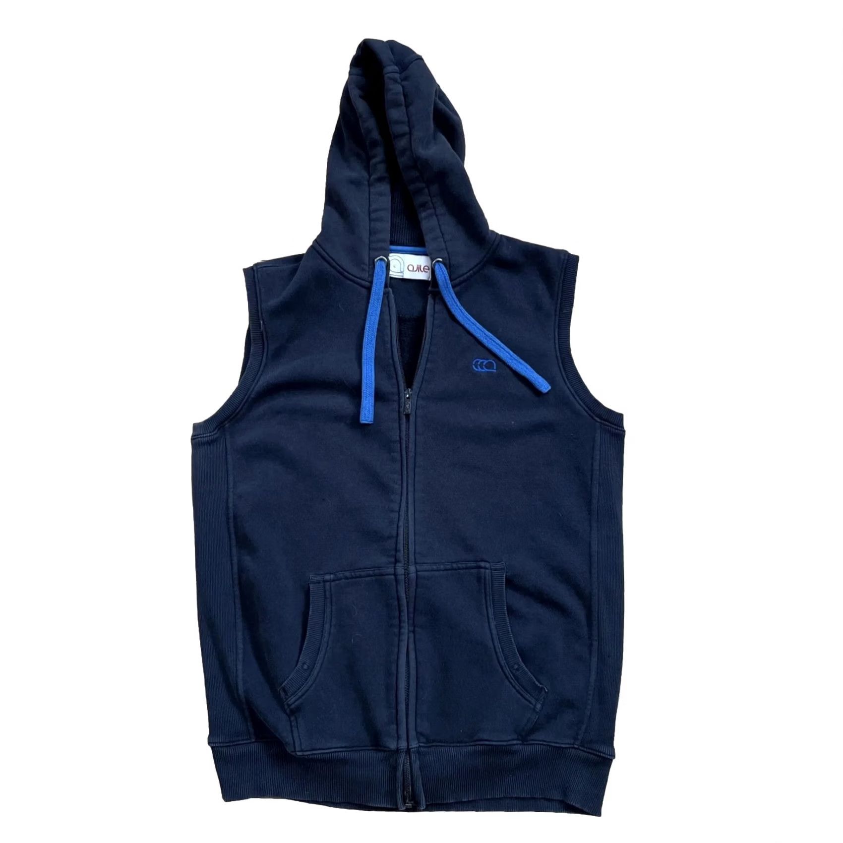 Vintage AJILE Knit Vest Adult L Blue Full Zip Sport Hoodie Drawstring Retro Active L 38" Size US L / EU 52-54 / 3 - 2 Thumbnail