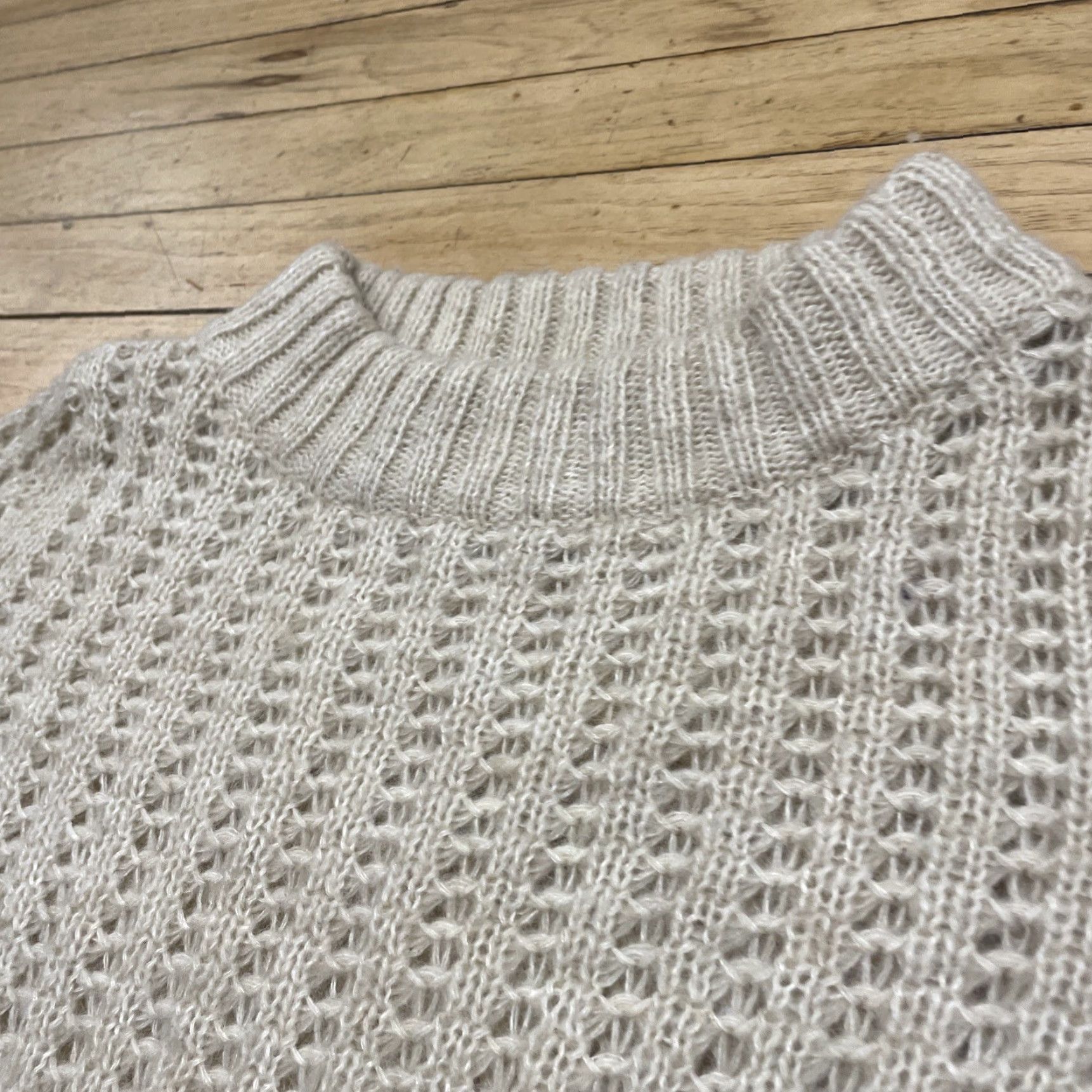 Vintage VINTAGE Field Flower Wool Blend Sweater Women S Cream Brown Crochet Knit Boho Old Money Size S / US 4 / IT 40 - 4 Thumbnail