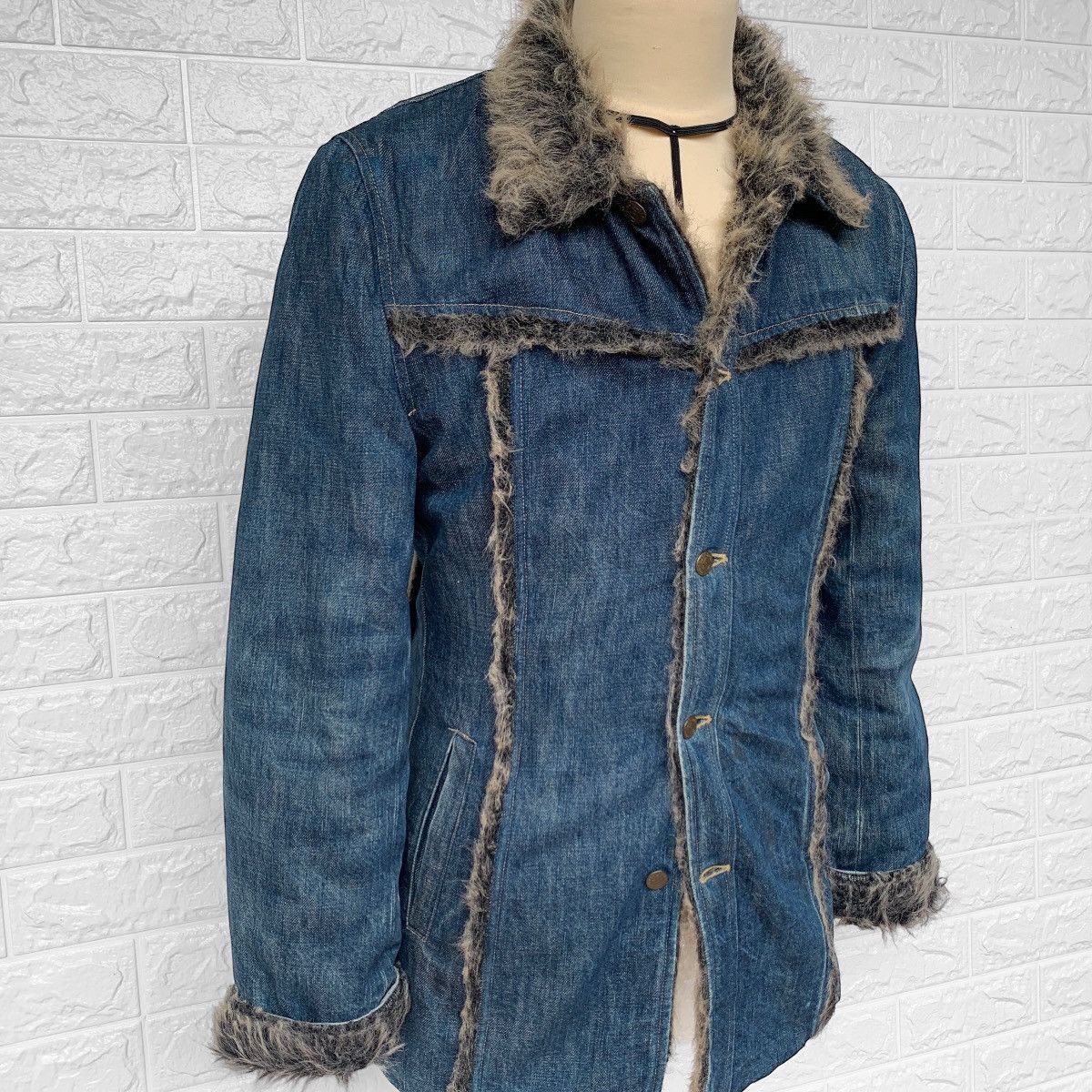 Backbone VINTAGE BACKBONE JAPAN FAUX FUR TRIM BLUE DENIM JACKET Size M / US 6-8 / IT 42-44 - 5 Thumbnail
