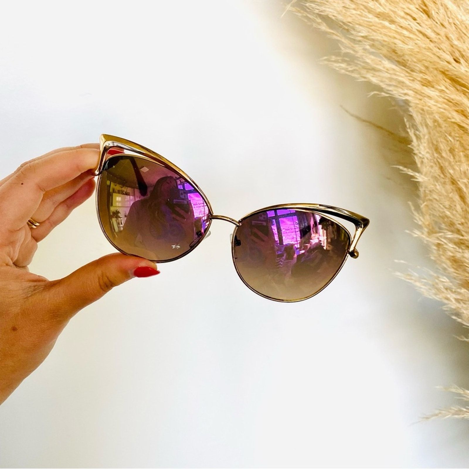 Nordstrom NORDSTROM Rainbow Gold Circlular Oversize Cat Eye  display picture 2