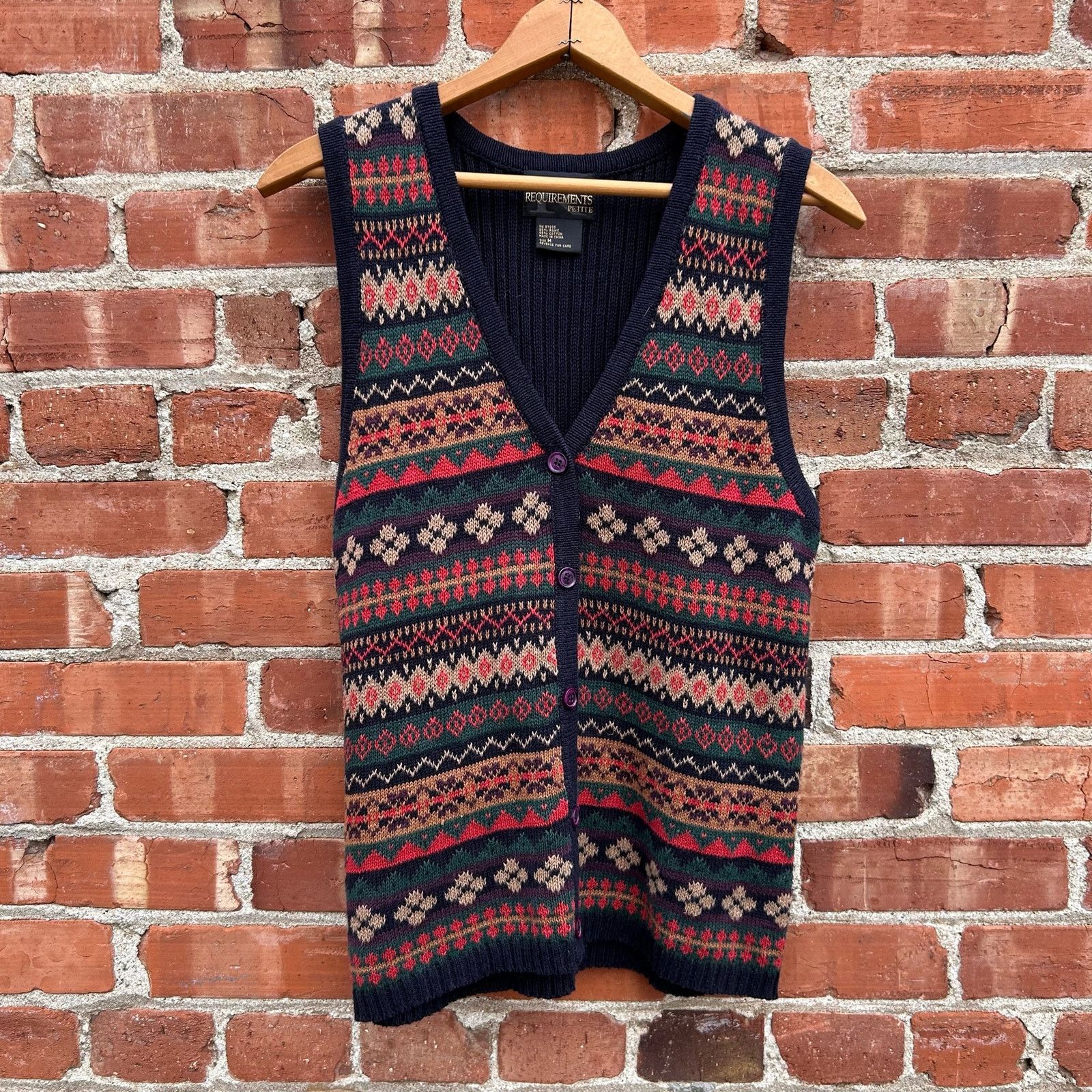 Vintage Requirements Geometric Knit Sweater Vest Size Womens Medium Size M / US 6-8 / IT 42-44 - 1 Thumbnail