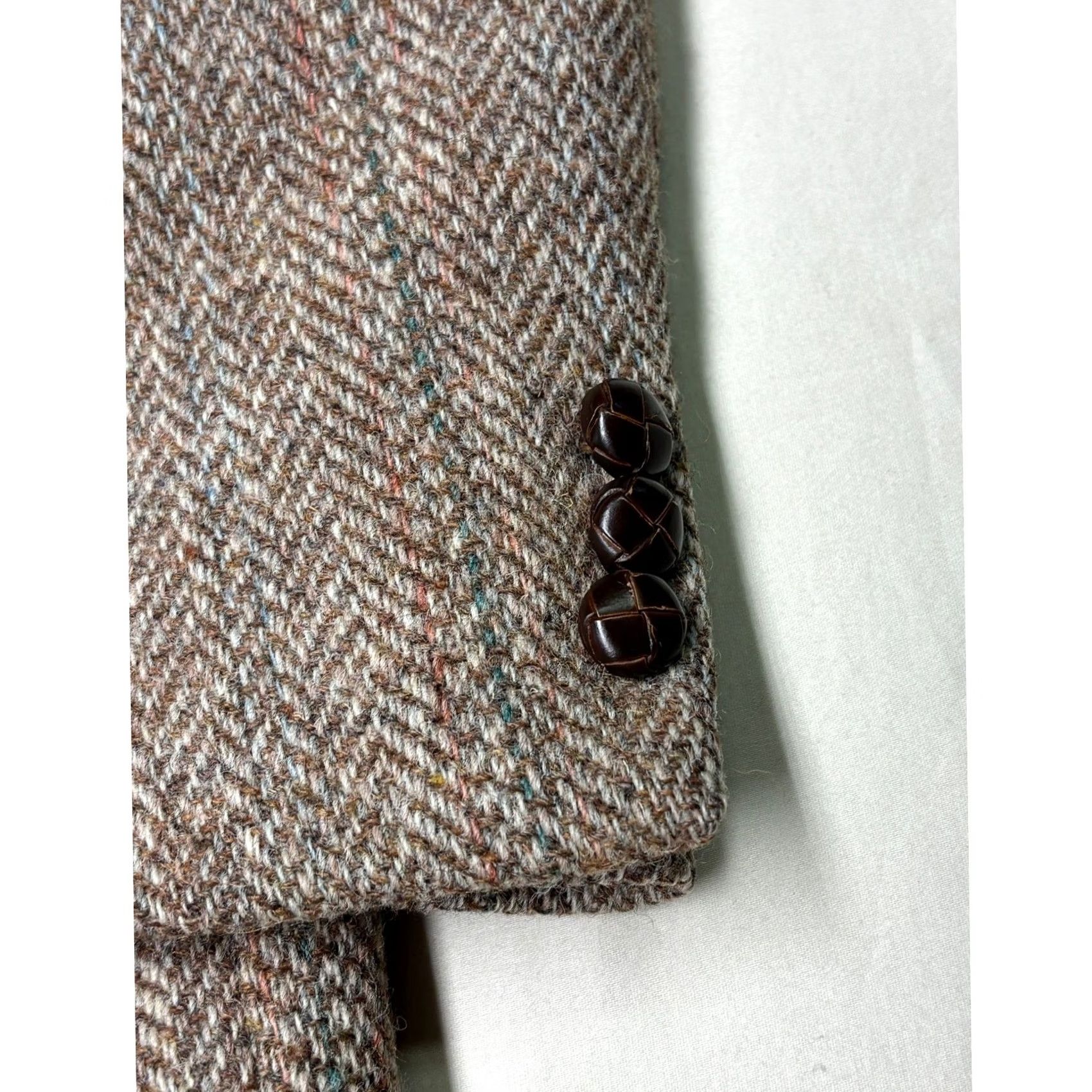 Jos. A. Bank VINTAGE Jos. A. Bank Harris Tweed Brown Herringbone Wool Blazer Sport Coat 42L Mens Size 42R - 3 Thumbnail