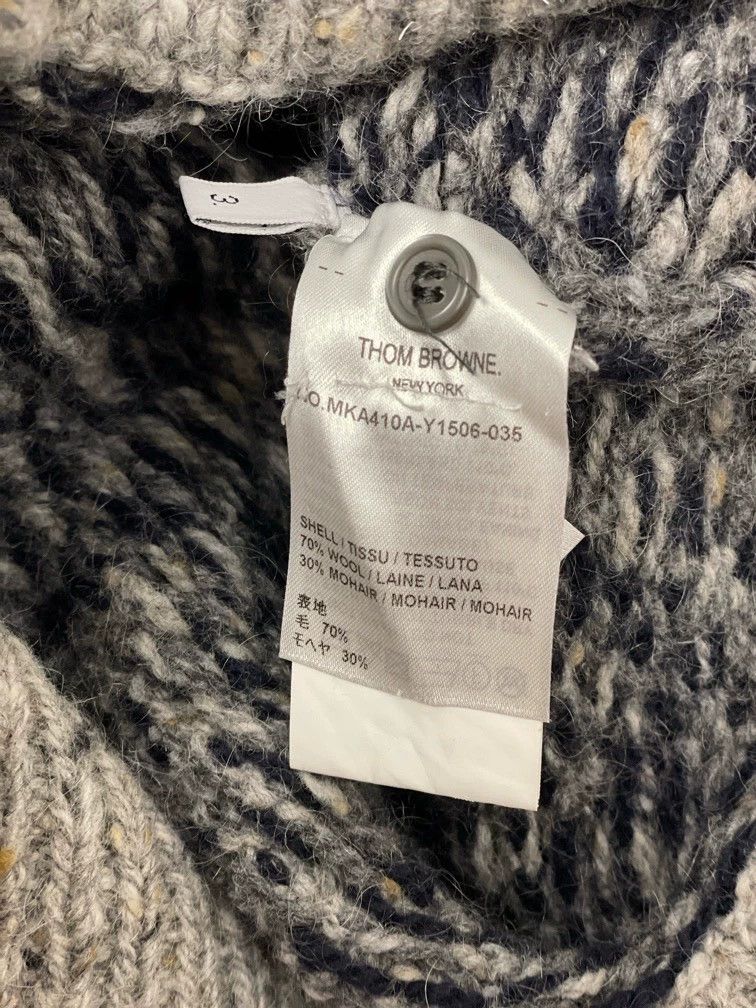 Thom Browne Thom Browne size3 Gray Tibetan blue checkered wool sweater Size US L / EU 52-54 / 3 - 7 Thumbnail