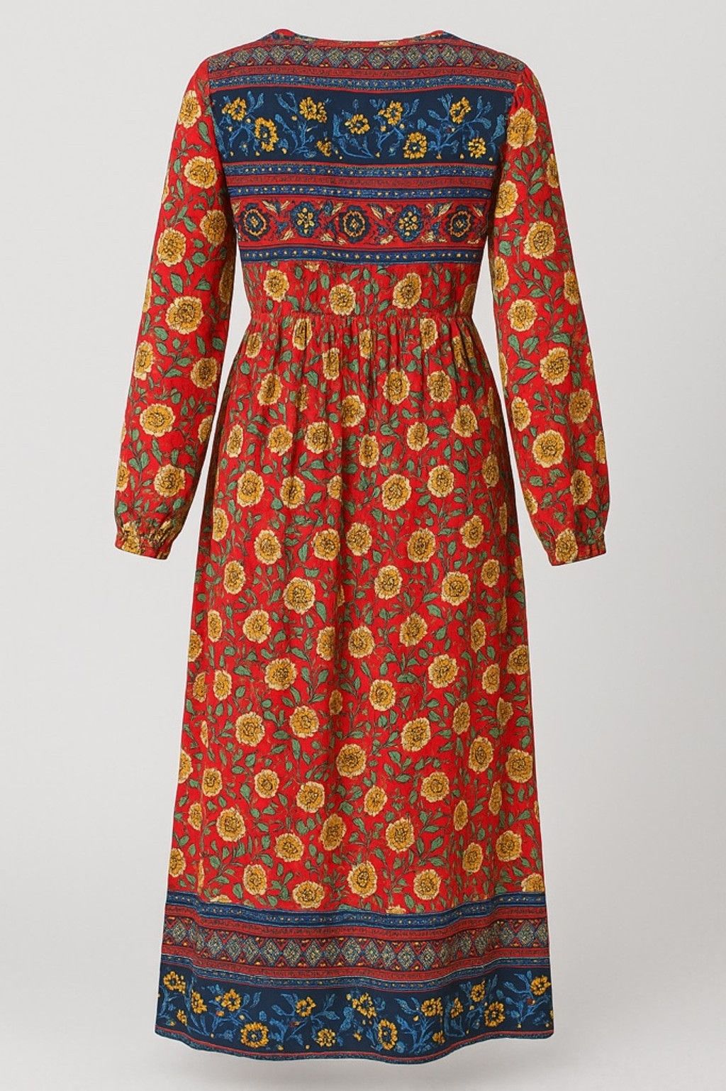 Unknown London Women's Unbranded Maxi Dress Size XL Red Floral Long Sleeve Size XL / US 12-14 / IT 48-50 - 3 Thumbnail