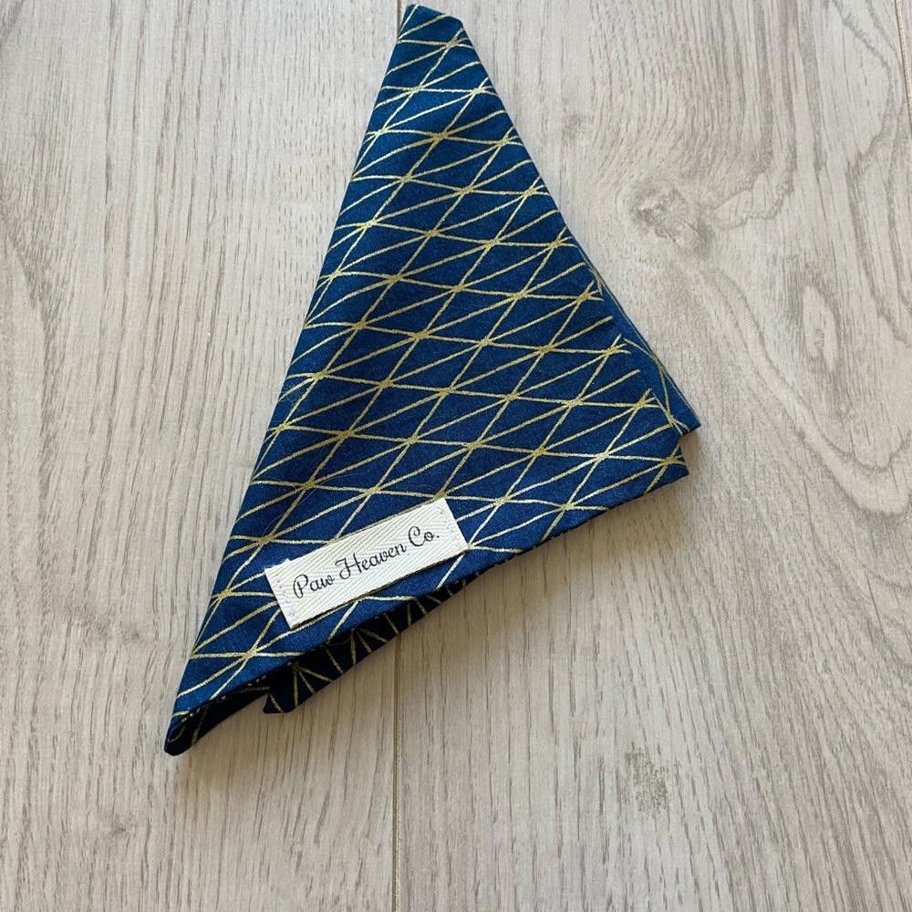 Designer Paw Heaven Co Blue and Gold Dog Bandana Size ONE SIZE - 7 Thumbnail