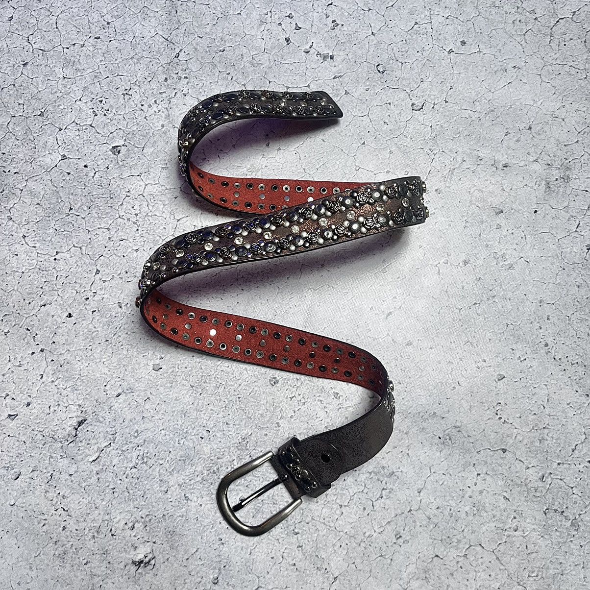 Designer × Vintage B.B. Simon Style Leather Belt With Crystals Avant Garde Size ONE SIZE - 1 Thumbnail