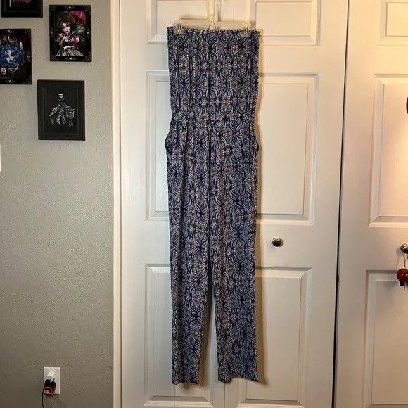 Other Oober Swank Blue Strapless Jumpsuit Size Large Size 34" / US 12 / IT 48 - 2 Thumbnail