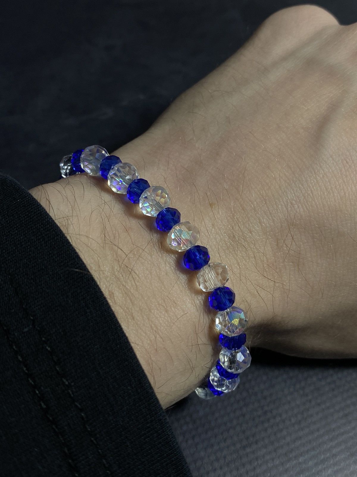 Jewelry Crystal Beaded Bracelet – Blue & Clear Sparkle Size ONE SIZE - 7 Thumbnail