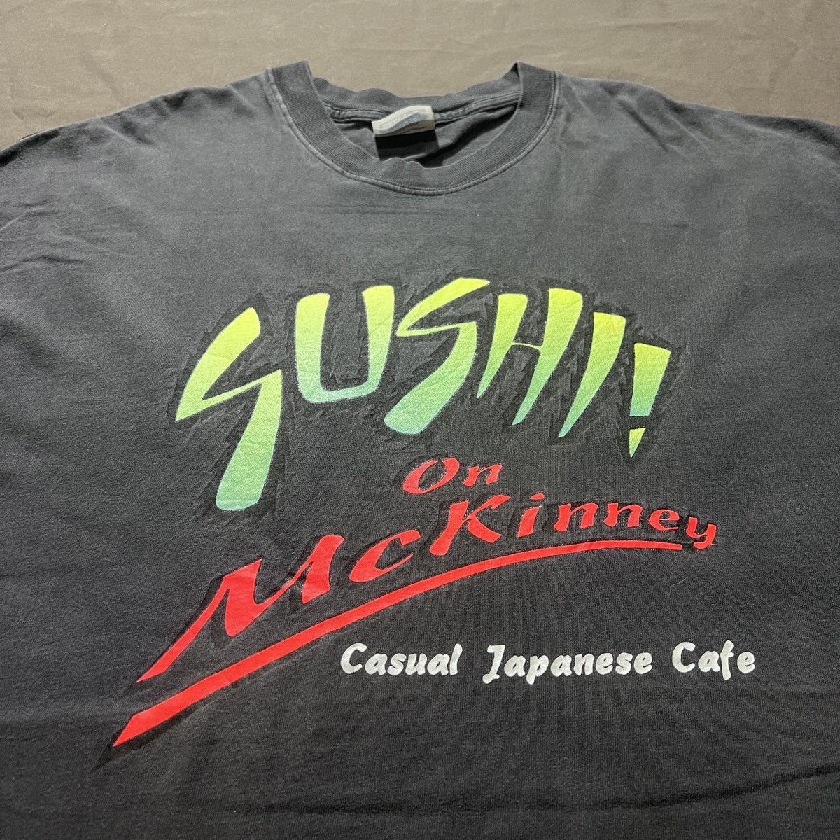 Vintage Vtg 90s SUSHI cat humor funny Tee Faded graphic streetwear Size US XL / EU 56 / 4 - 6 Thumbnail