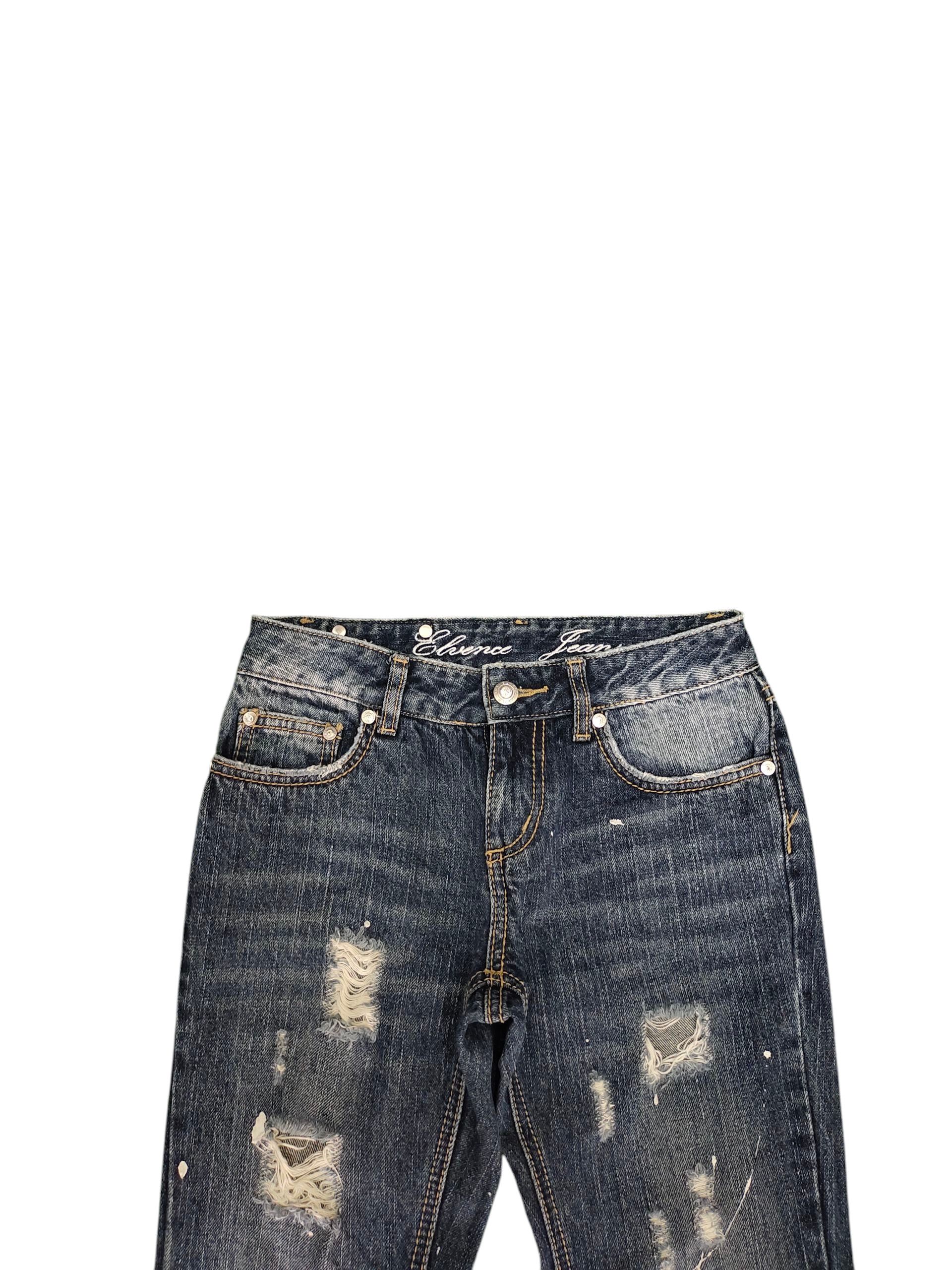 Flare Jeans Elvence Painted Distress Denim Bootcut Low Rise