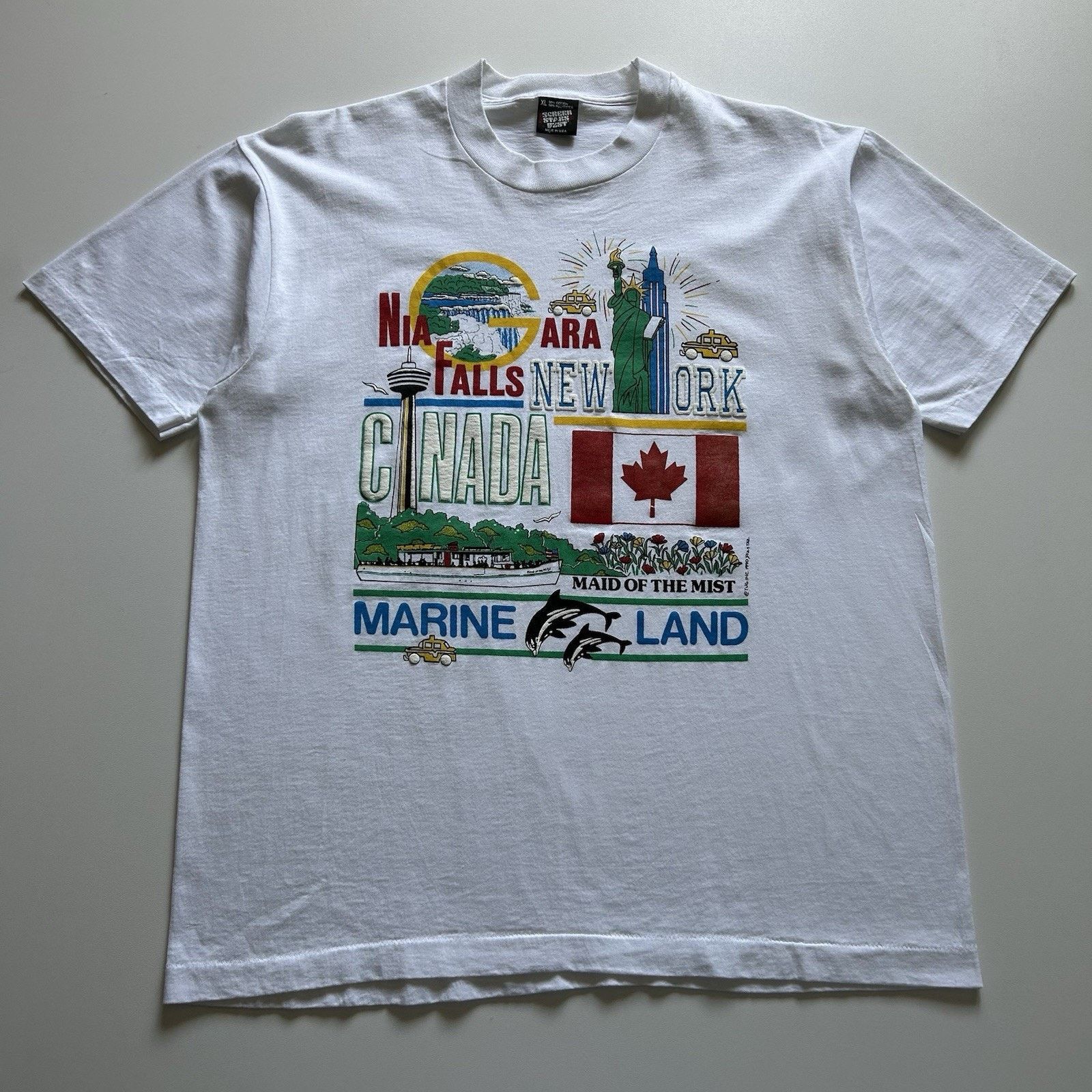 Vintage 90s Niagara Falls Canada Art T-Shirt XL Made In USA