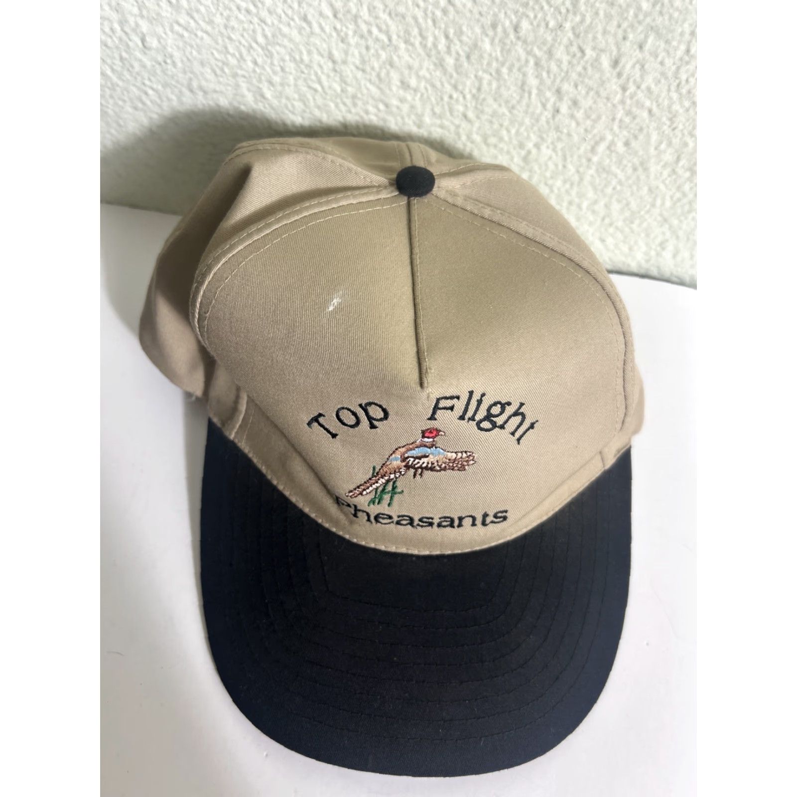 J Brand VINTAGE Nissin Brand Snapback Hat Beige Black Top Flight Pheasants Men Adjustable Beige Black Hat Snapback Men Size US M / EU 48-50 / 2 - 5 Thumbnail