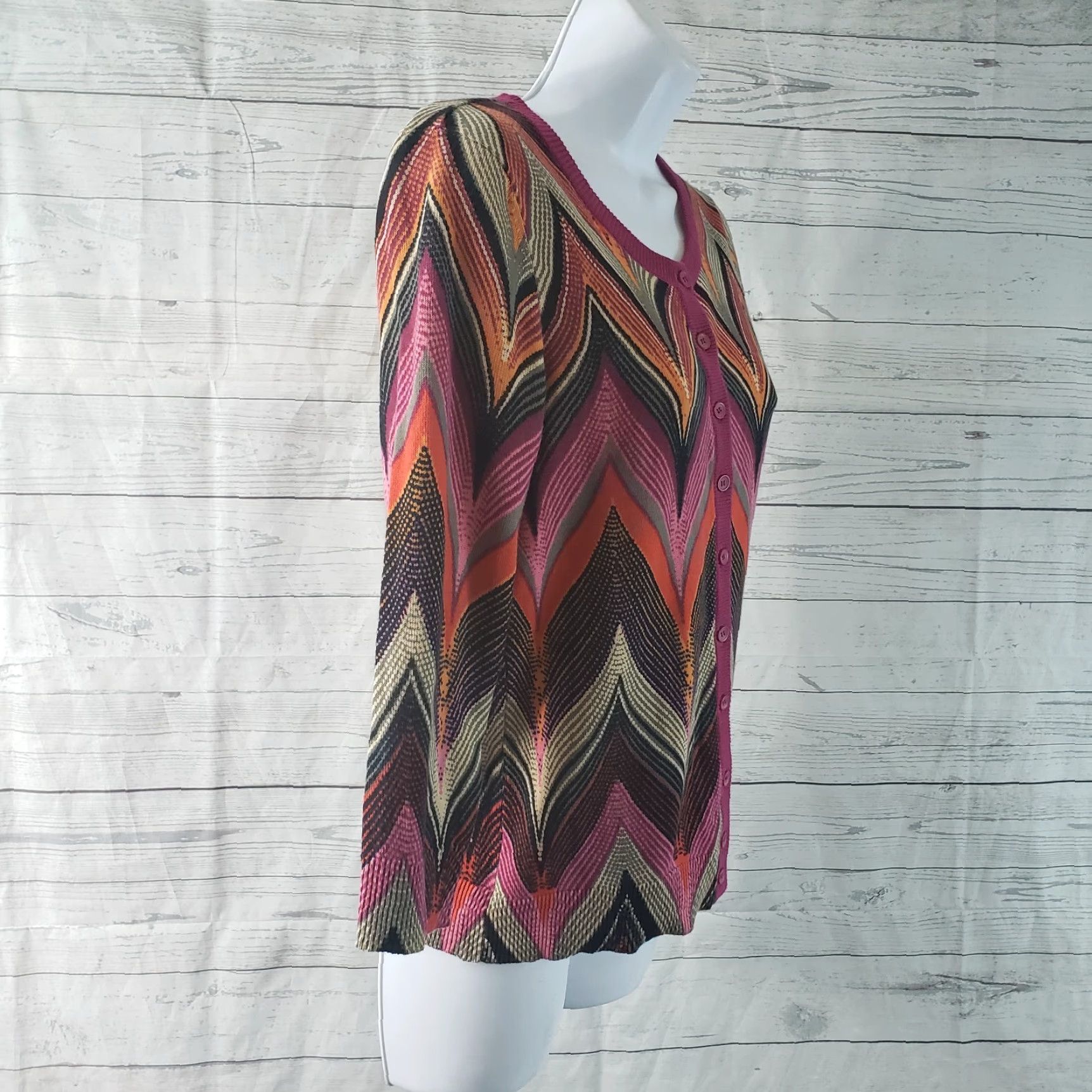 Habitat Tabitha Womens Cardigan Button Front Sz Small Purple 3/4 Sleeve Cotton Size S / US 4 / IT 40 - 3 Thumbnail