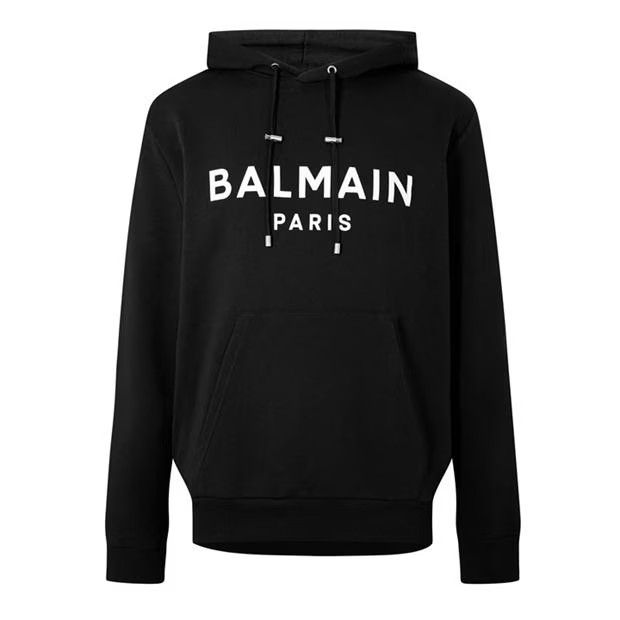 Image of Balmain O1G2R1Mq0324 Logo Hoodie In Black, Men's (Size XL)