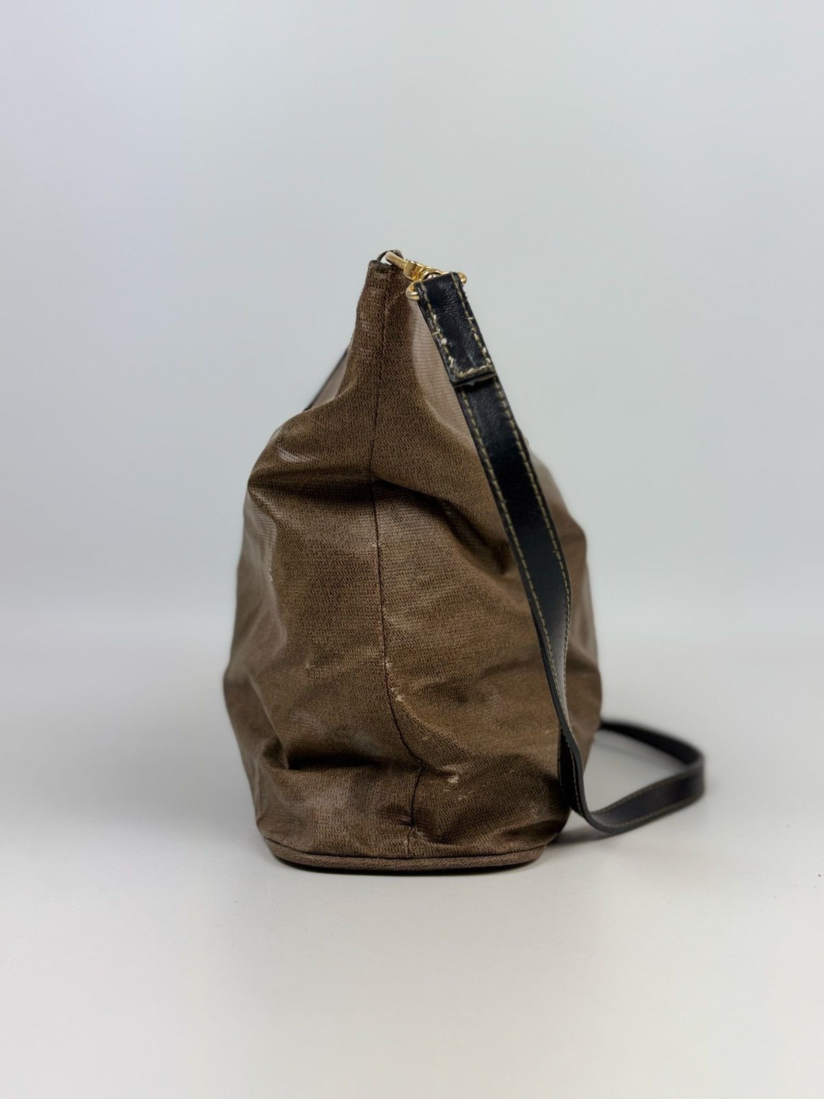 Fendi 1990’s Vintage Distressed Fendi Logo PVC Shoulder Bag Size ONE SIZE - 2 Thumbnail