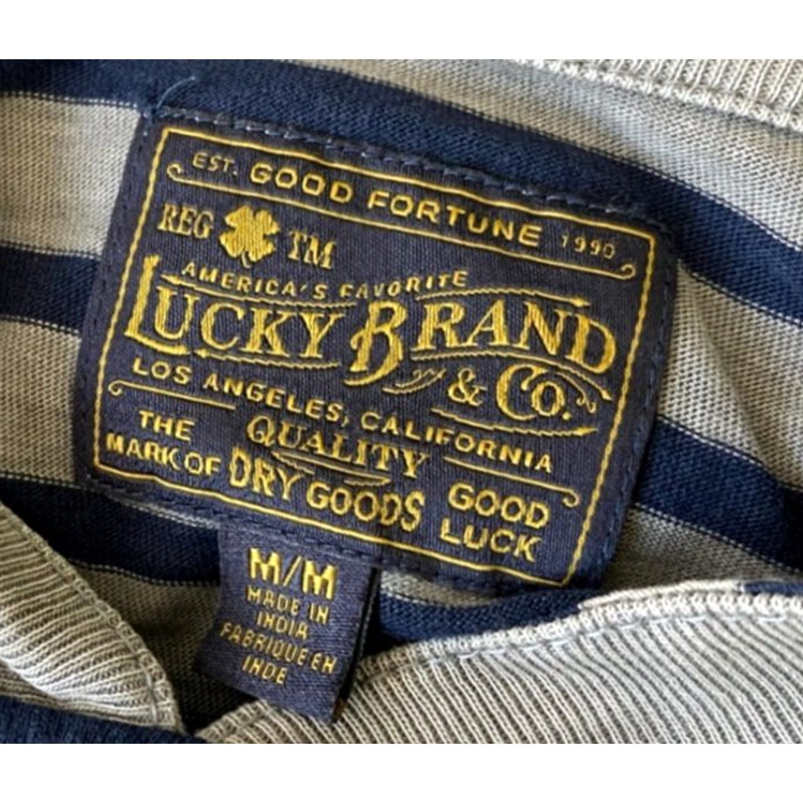 Lucky Brand Lucky Brand Mens Hoodie Size M Blue Gray Striped V-Neck Long Sleeve Pullover top Size US M / EU 48-50 / 2 - 3 Thumbnail