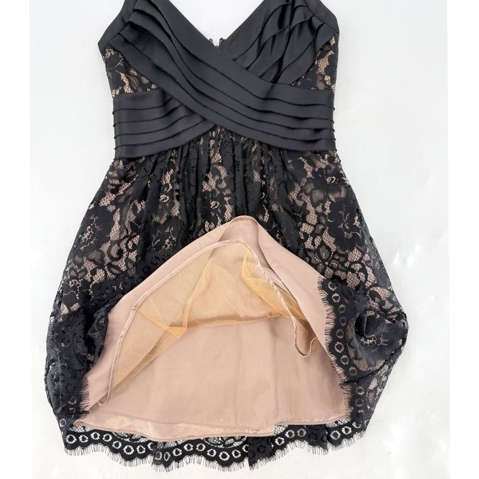 Bcbgmaxazria BCBGMAXAZRIA Dress Womens 0 Black Dark Romantic Lace Mini Whimsigoth Fairy Grunge Size XS / US 0-2 / IT 36-38 - 6 Thumbnail