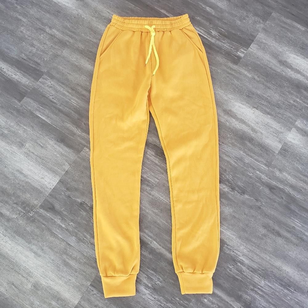 Shein Mustard Basic High Waist Banded Sweats Size 28" / US 6 / IT 42 - 1 Thumbnail