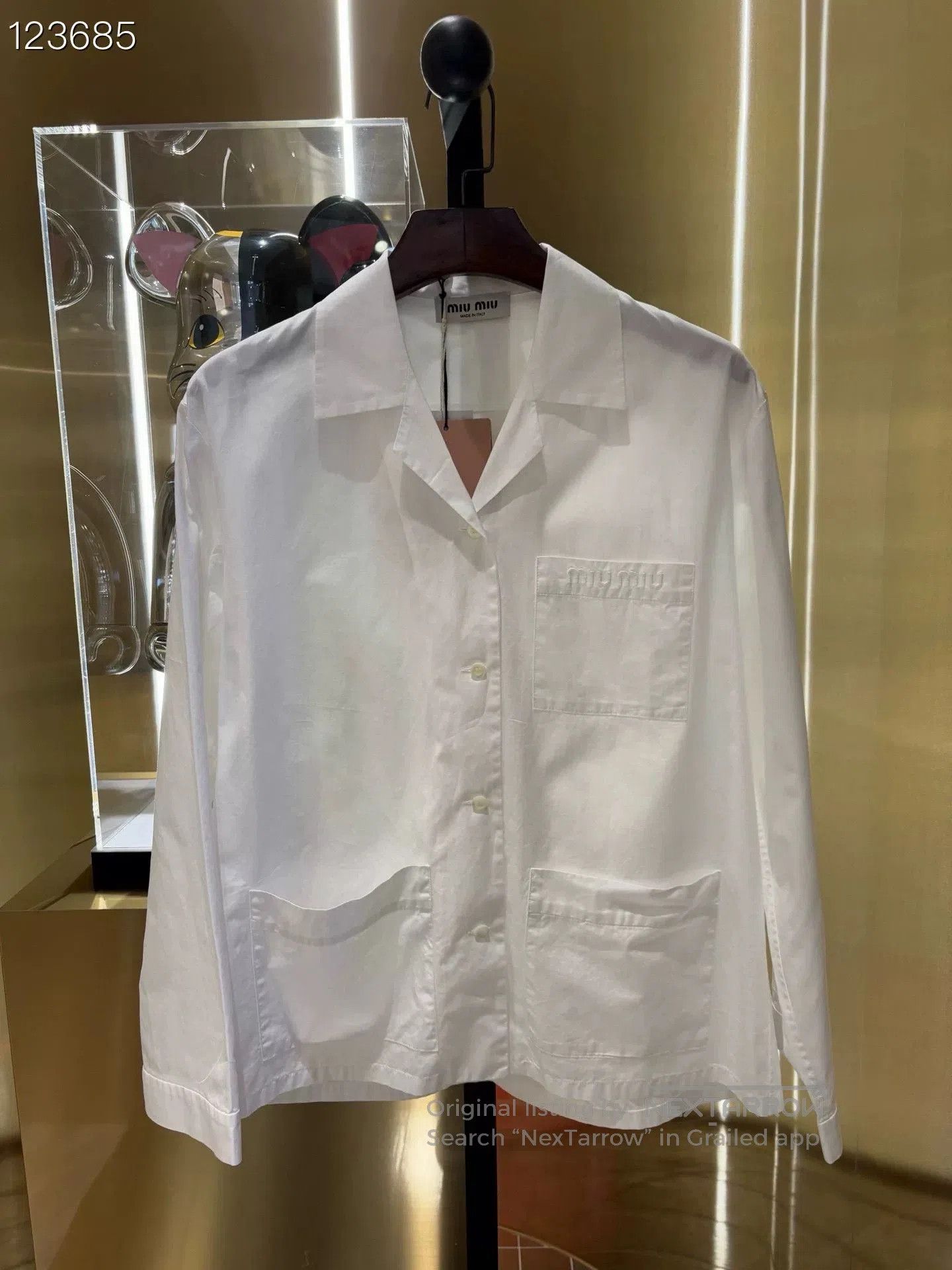 Miu Miu Miu Miu White Letter Pocket Shirt 36. Size XS / US 0-2 / IT 36-38 - 1 Thumbnail