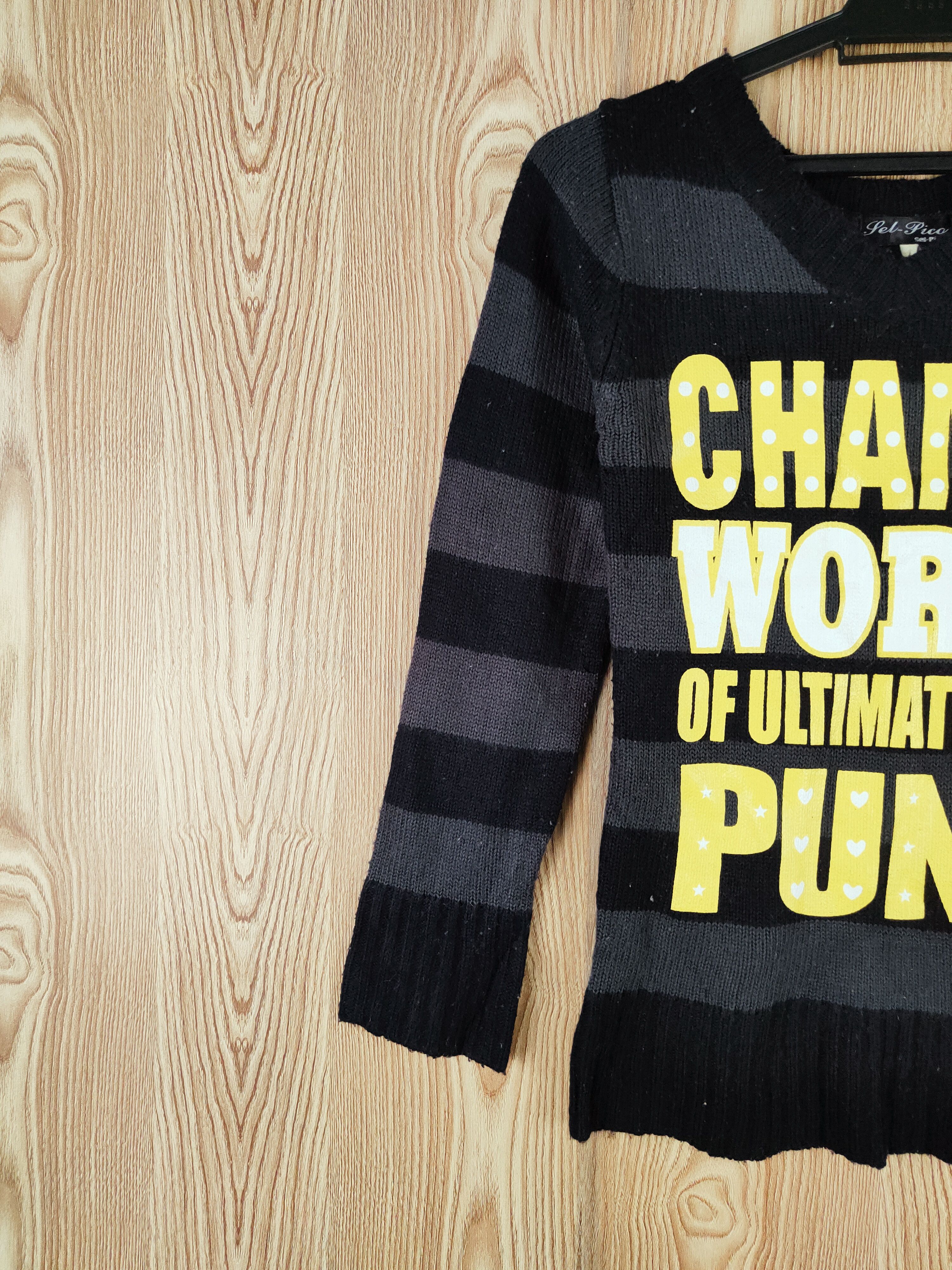 Japanese Brand × Vintage PUNK NOT DEATH ☠️ 💀 Sel-Pico Black Knitwear Sweatshirts Size XS / US 0-2 / IT 36-38 - 3 Thumbnail