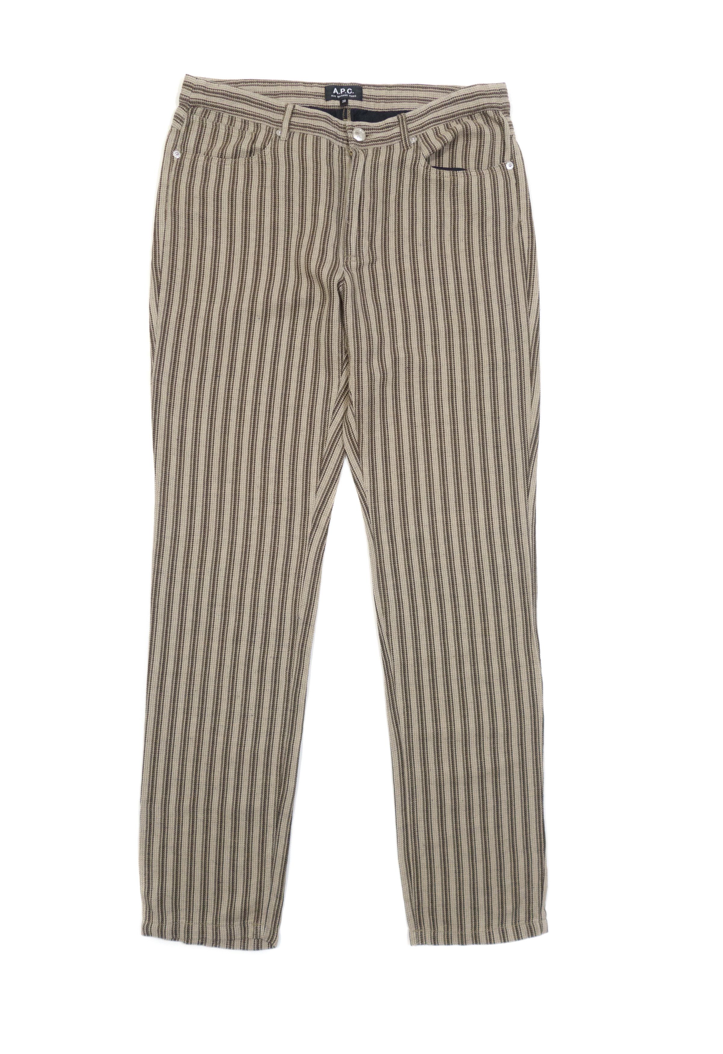 A.P.C. Striped Cotton Linen Straight Pants Size 26" / US 2 / IT 38 - 1 Thumbnail