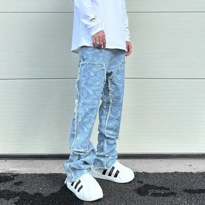 Japanese Brand × Vintage Urban Cashew Flower Full Print Patchwork Baggy Flare Jeans Size US 30 / EU 46 - 2 Thumbnail