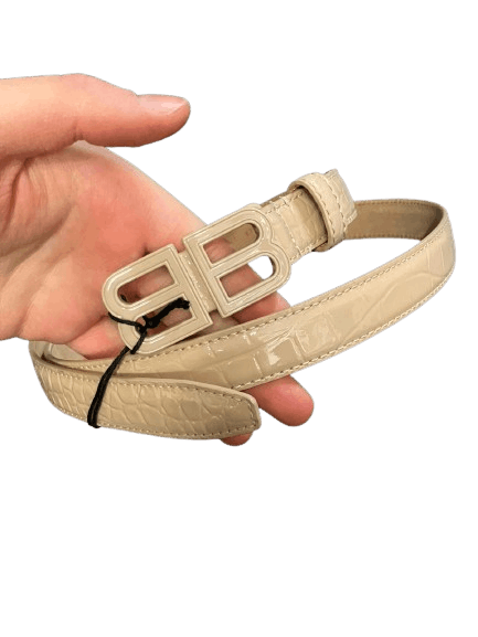 Balenciaga o1mt1gz1024 Size: 75 / BB Hourglass Thin Belt in Beige Size ONE SIZE - 1 Preview