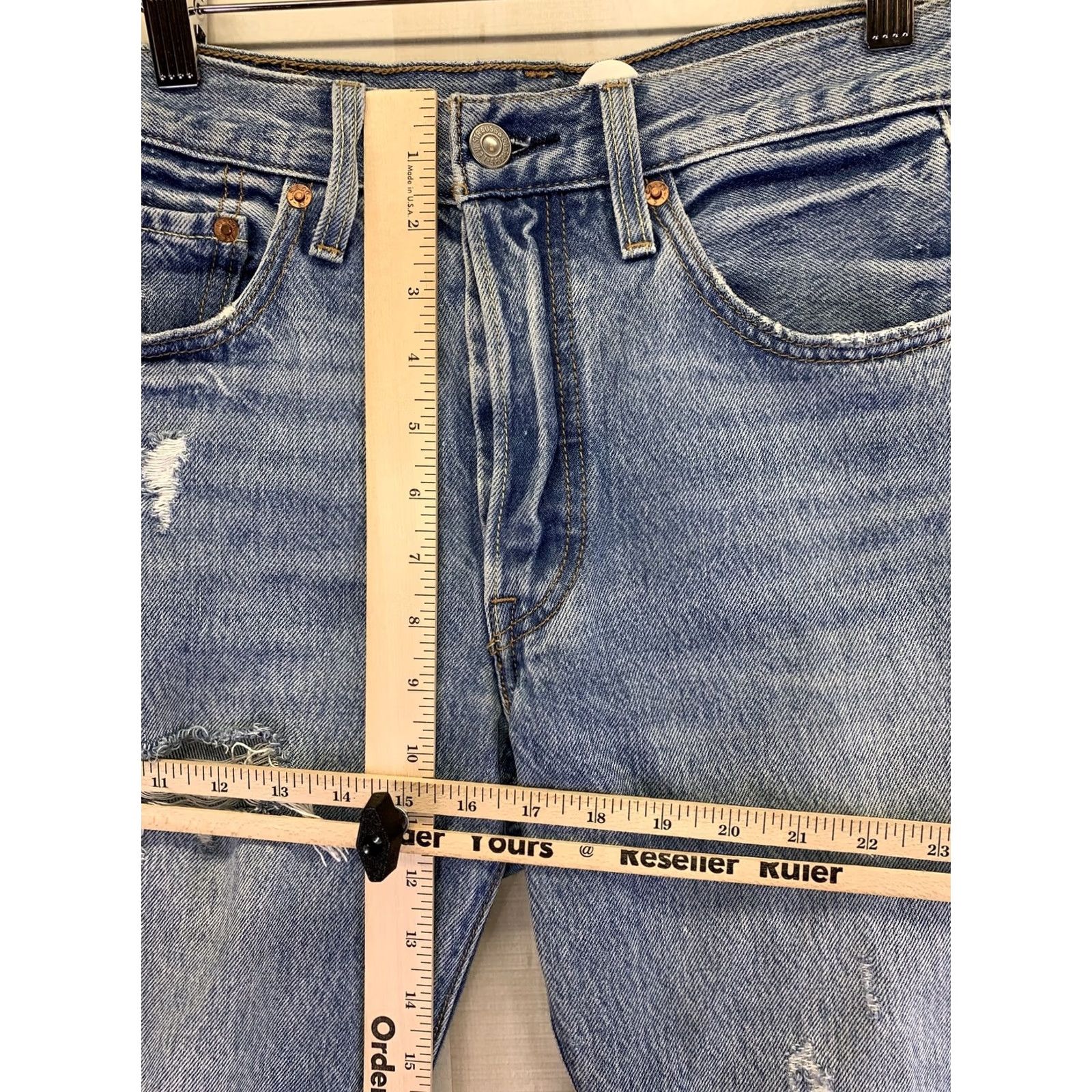 Levi's VINTAGE Levi’s 501 Womens Stone Wash Distressed Jeans 24x30-7303 Denim Jeans Blue Womens 24 in. Distressed Casual Jeans Size 42" / US 20 - 7 Thumbnail