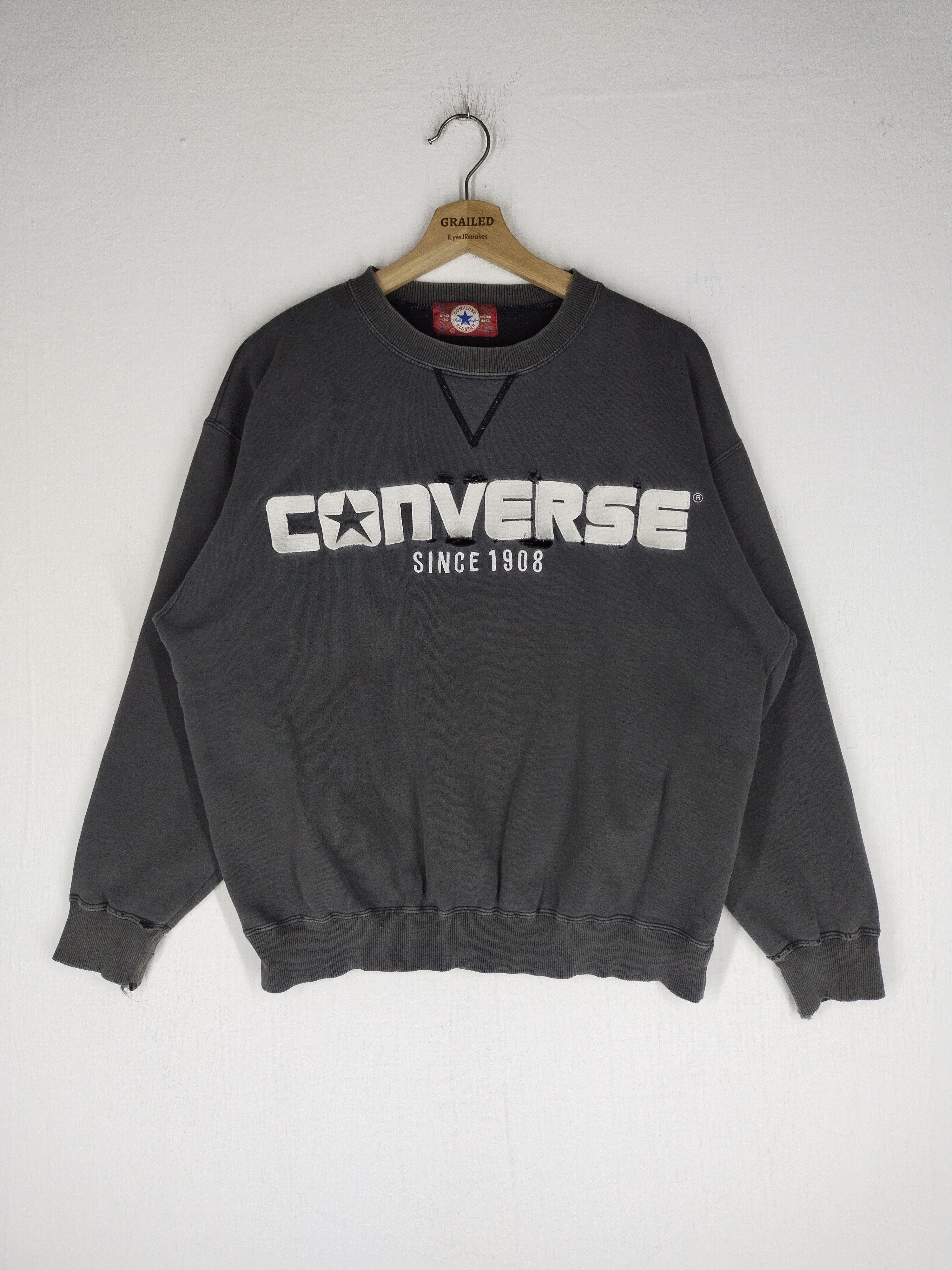 Converse × Vintage Vtg Converse Box Logo Sweatshirt Size US L / EU 52-54 / 3 - 1 Thumbnail