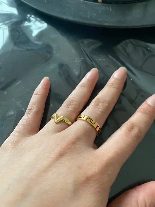 Other Gold Color Geometry Line Ring Size ONE SIZE - 2 Thumbnail