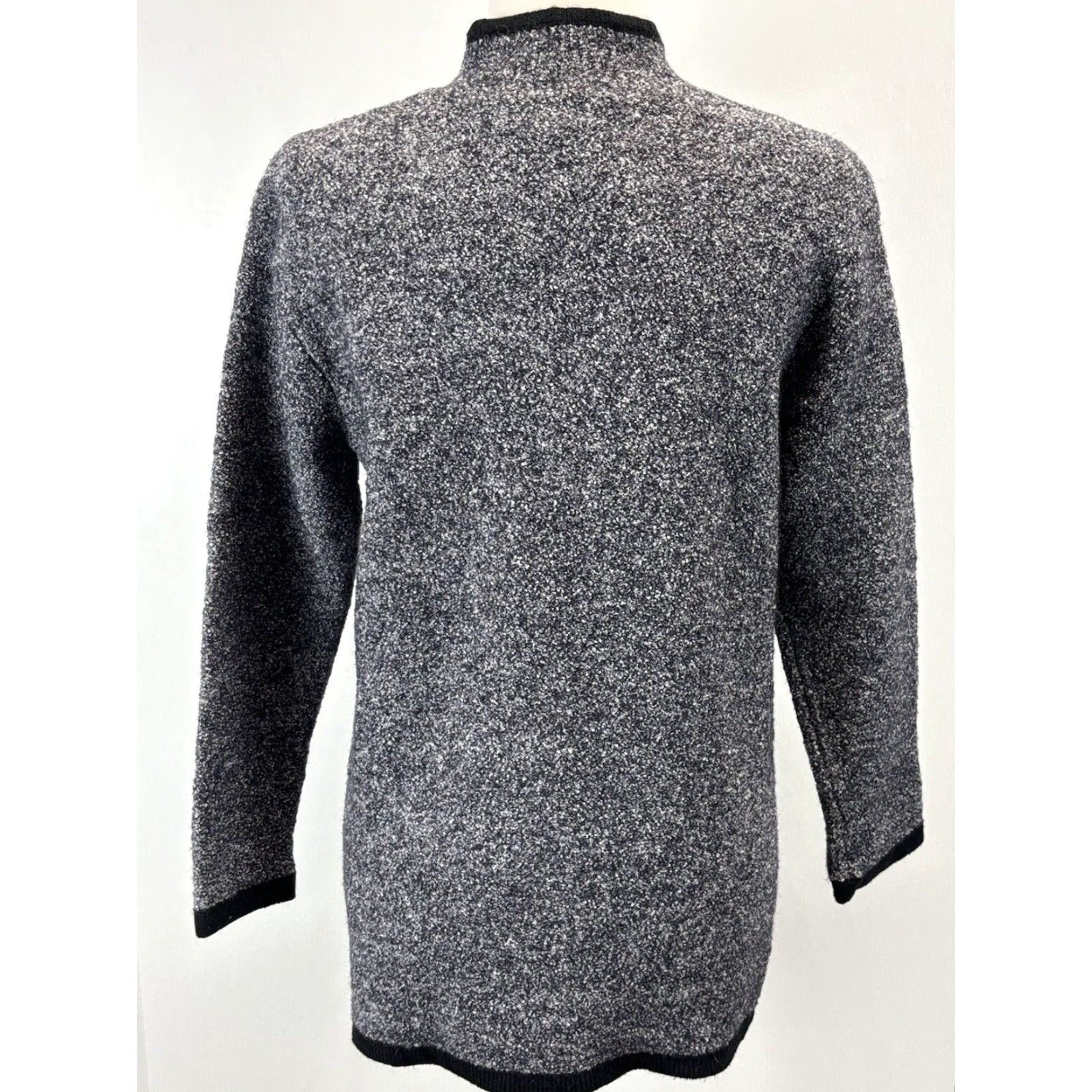 Vintage Chicos Designs Knit Sweater Cardigan Sz Small Full Zip Grey Black Trim Size S / US 4 / IT 40 - 3 Thumbnail