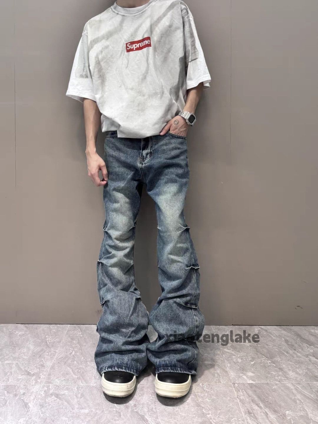 Jean × Vintage washed faded punk grunge bootcut hiphop flared jeans Size US 32 / EU 48 - 7 Thumbnail