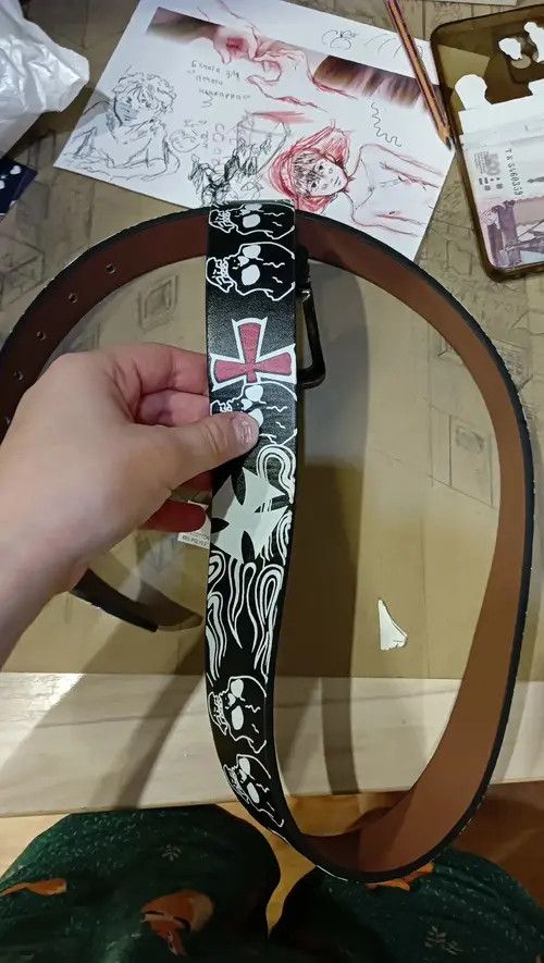 American Edition × Handmade × Japanese Brand Belts Skull Skeleton Pattern Pin Buckle Belt Size ONE SIZE - 3 Thumbnail