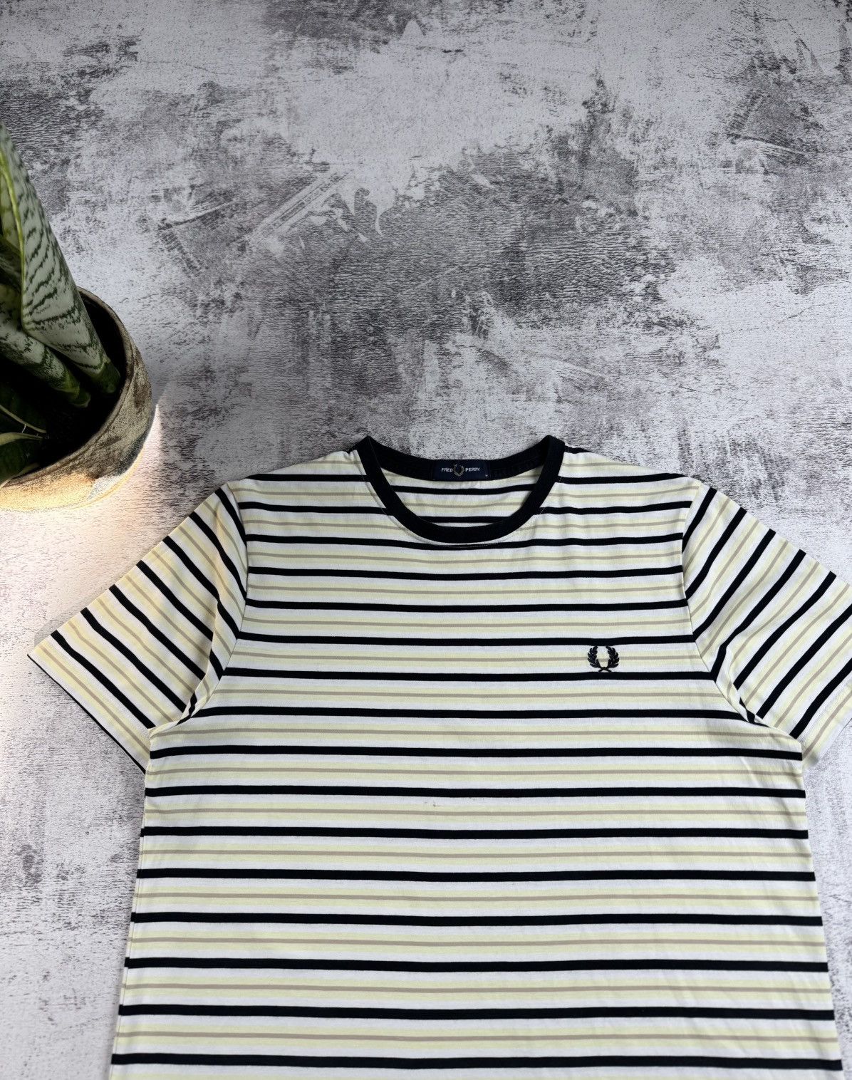 Fred Perry Fred Perry Men’s M Striped Yellow Blue Cotton Basic Jersey T Shirt Tee Shirt Size US M / EU 48-50 / 2 - 5 Thumbnail
