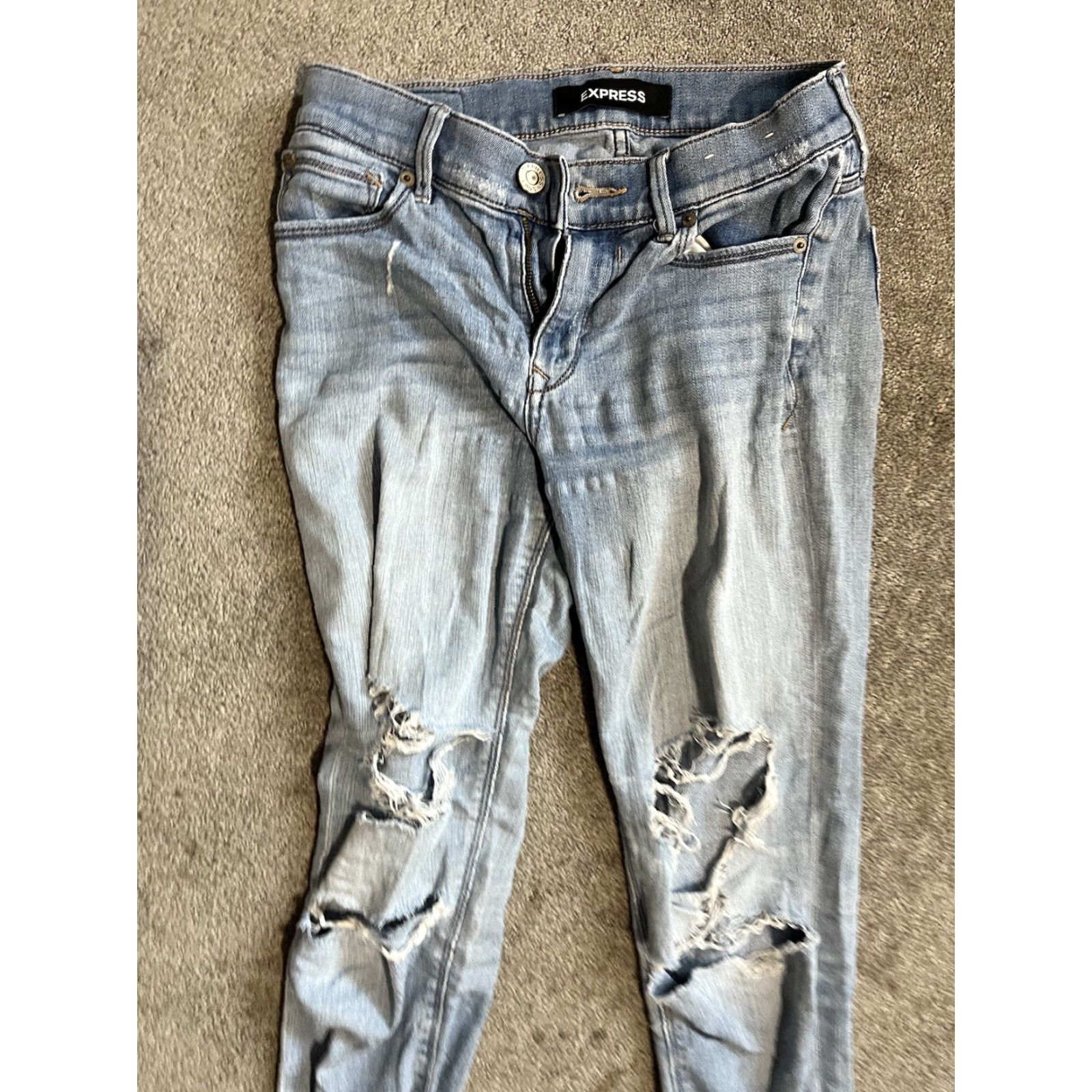 Express Express Jeans Mid Rise 2R Blue Denim Cotton Legging Jean Women's Regular Fit 29in Inseam - 5-Pocket Style Stella Size 26" / US 2 / IT 38 - 4 Thumbnail