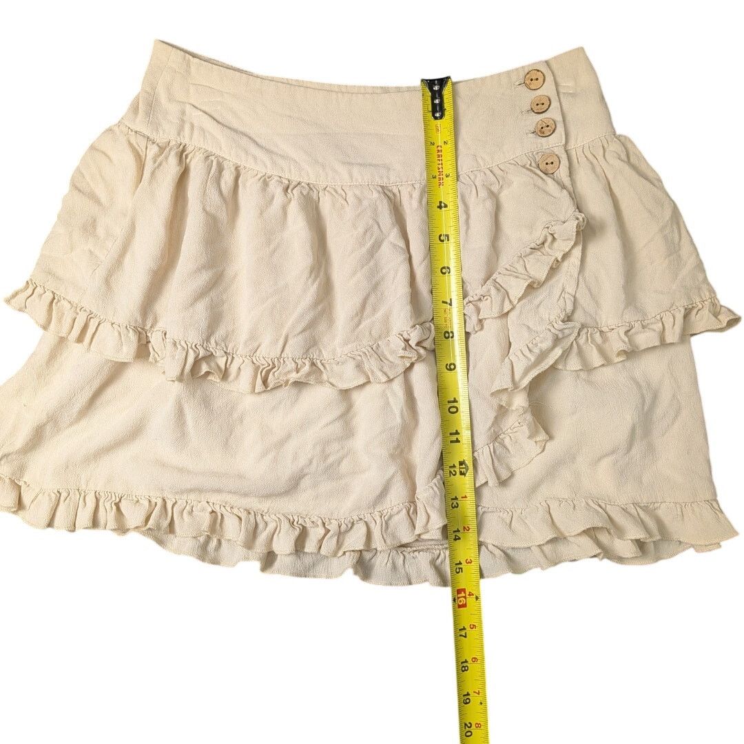 Forever 21 Forever 21 Y2K Creme Tiered Mini Wrap Skirt | Women's M Size 32" / US 10 / IT 46 - 6 Thumbnail