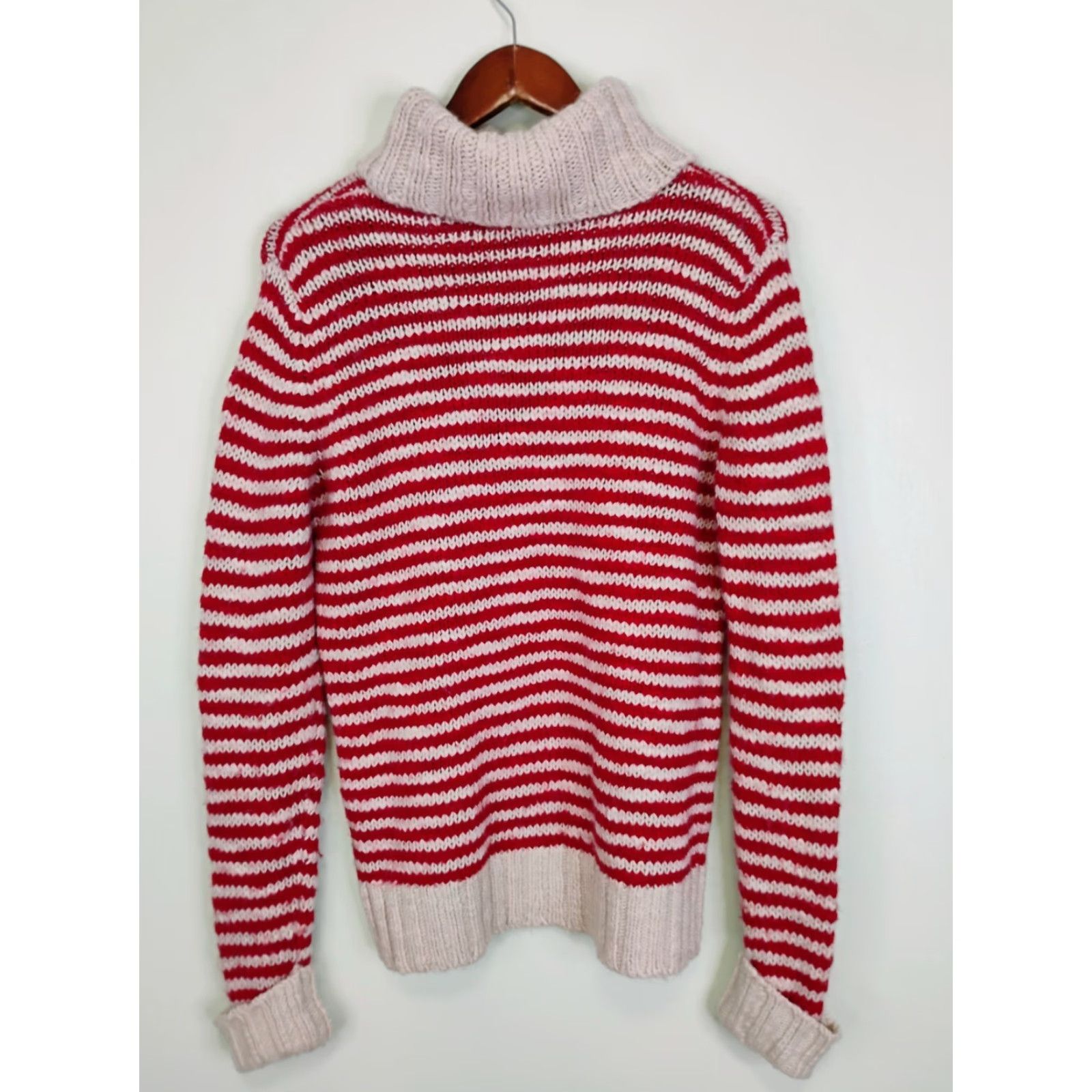 Lands' End VINTAGE Lands' End Wool Blend Turtle Neck Striped Knit Sweater Womens Medium Size M / US 6-8 / IT 42-44 - 2 Thumbnail