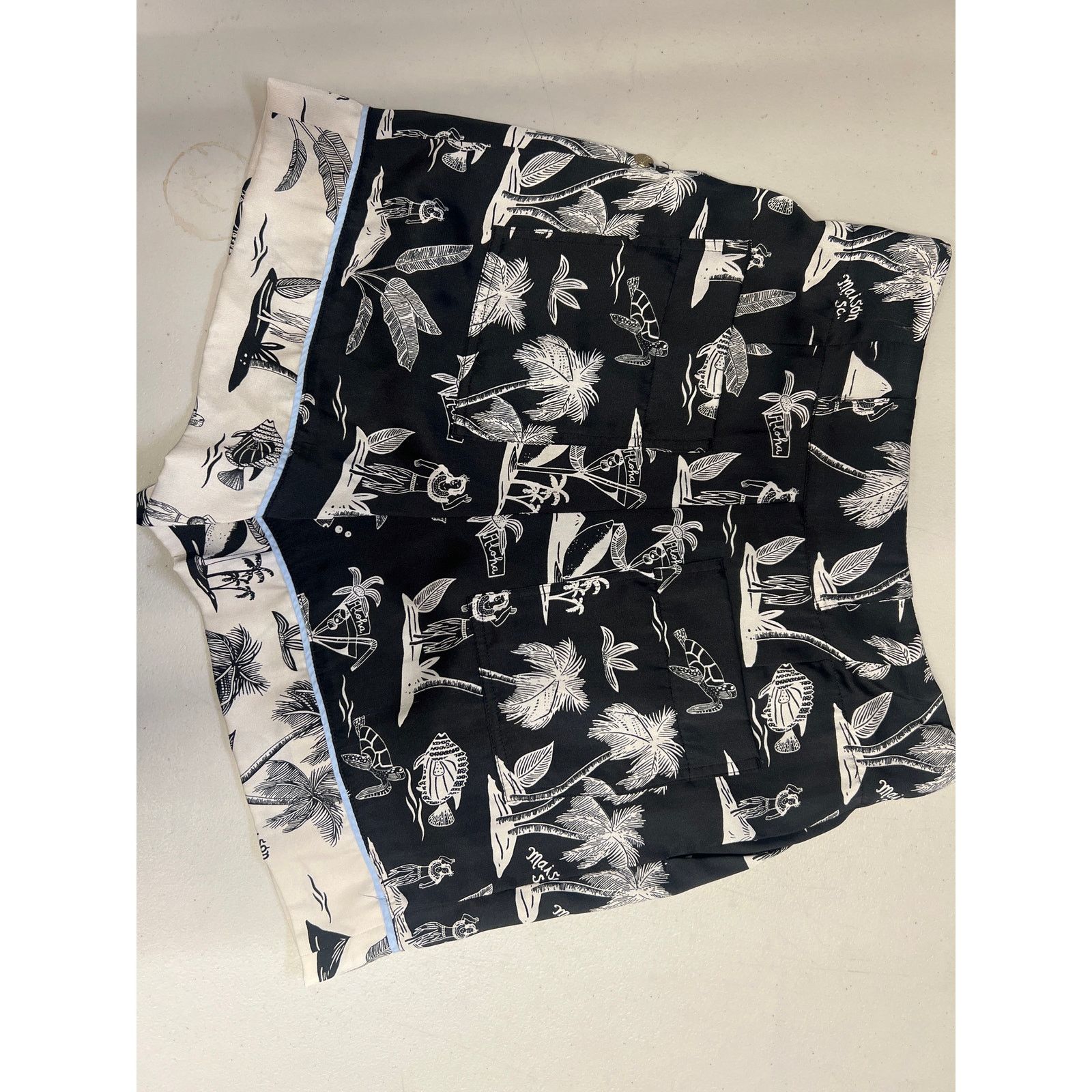 Scotch & Soda Scotch & Soda Small Black White Palm Tree High Waist Shorts Size 27" / US 4 / IT 40 - 6 Thumbnail