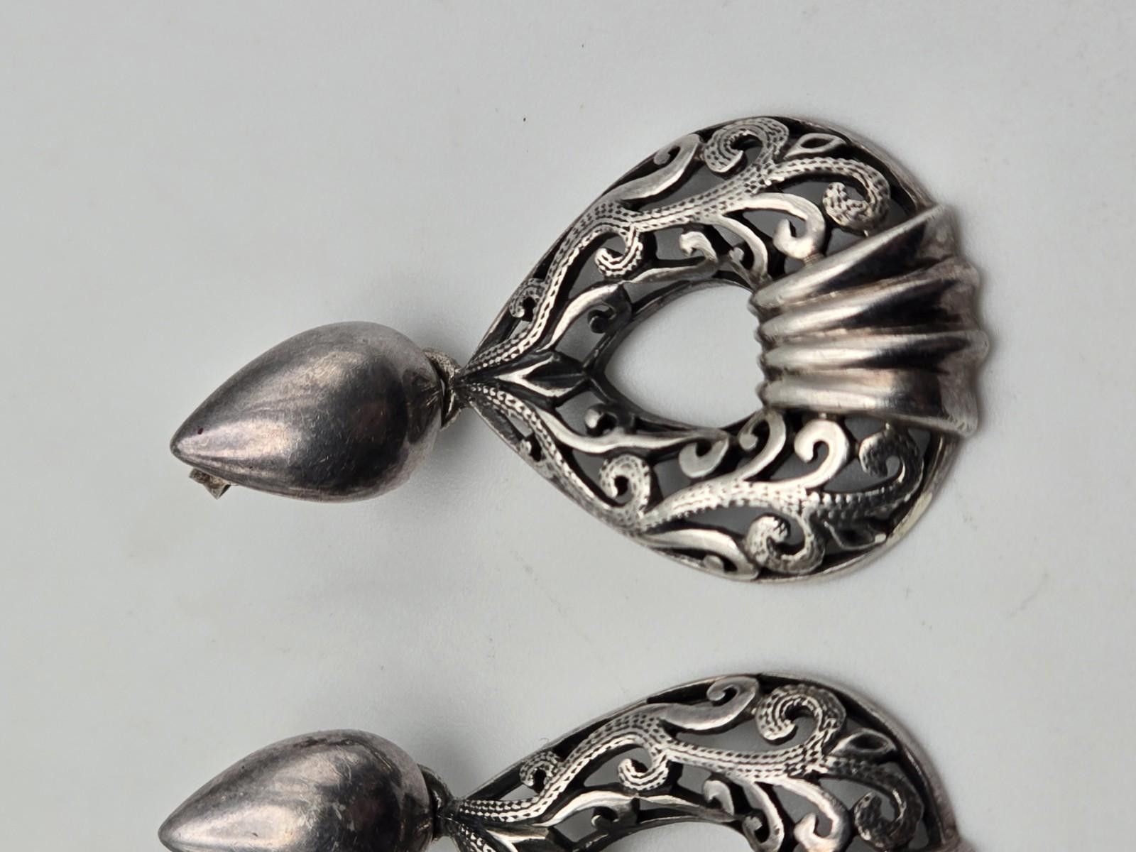 Other Vintage Sterling Silver Filigree Teardrop Dangle Earrings Size ONE SIZE - 5 Thumbnail