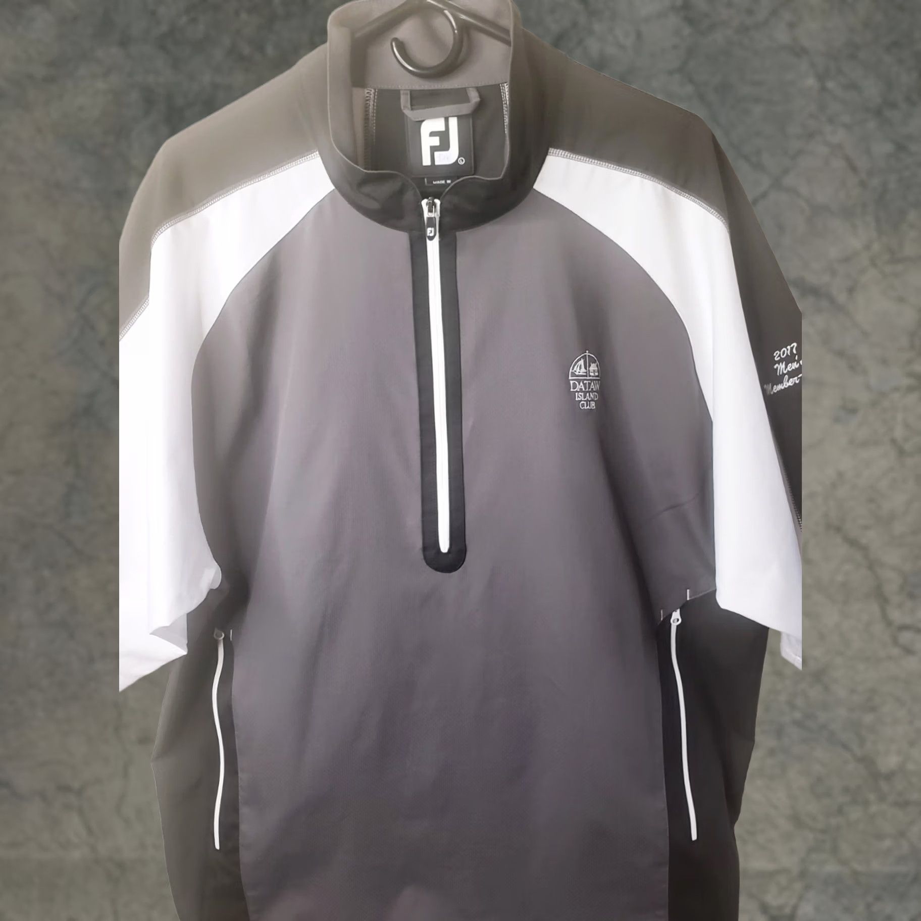 Footjoy Footjoy FJ Men's L Windbreaker Jacket Gray Black White S Sleeve Pockets 1/4 Zip Size US L / EU 52-54 / 3 - 1 Thumbnail