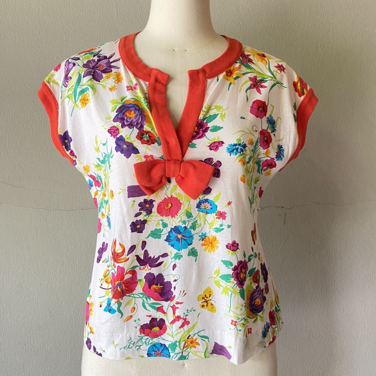 Gucci GUCCI Floral Tee with Red Trim & Bow Size M / US 6-8 / IT 42-44 - 19 Thumbnail