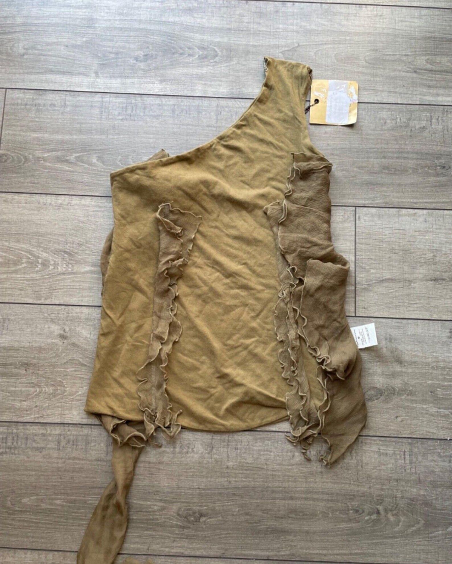Other Fornarina One-Sleeve Ruffle Top Khaki / Olive 2000s — Size M Size M / US 6-8 / IT 42-44 - 3 Thumbnail