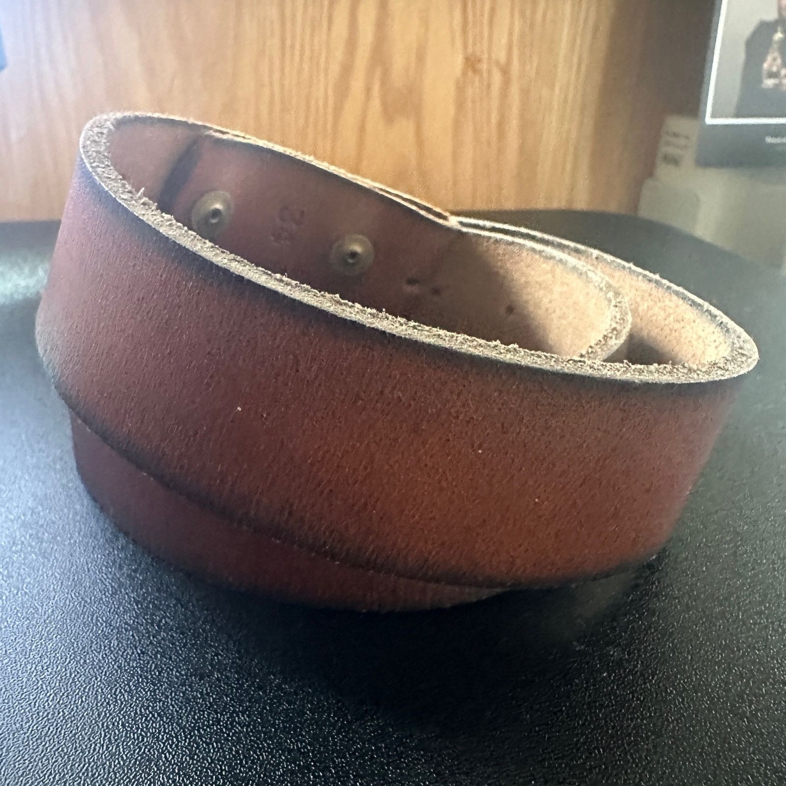 Vintage Brown Genuine Leather Belt Strap Width 1.5 inches Size 34 Size ONE SIZE - 3 Thumbnail