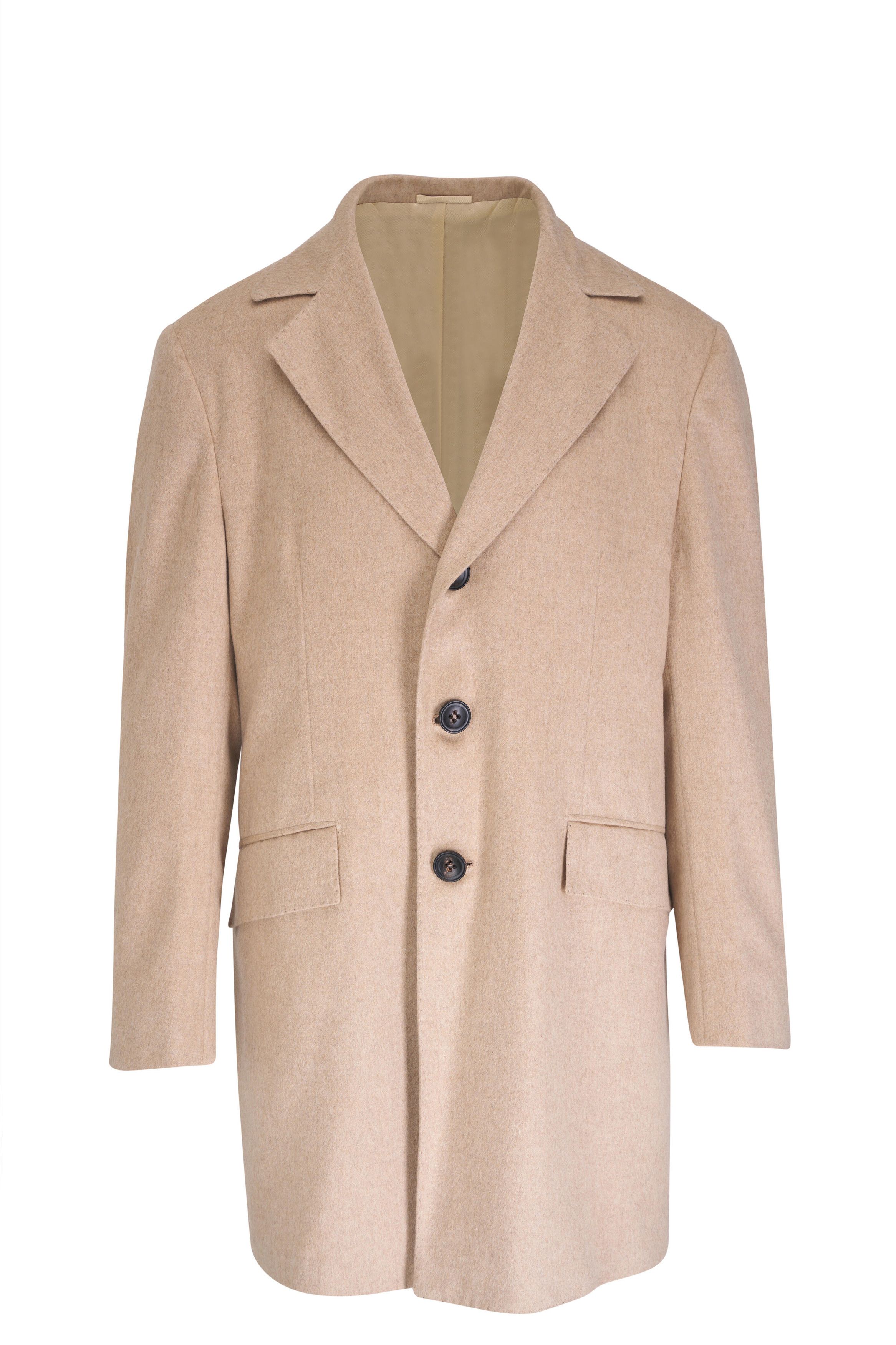 Kiton o1mtch0225 Cashmere Long Top Coat in Tan Size US M / EU 48-50 / 2 - 1 Thumbnail