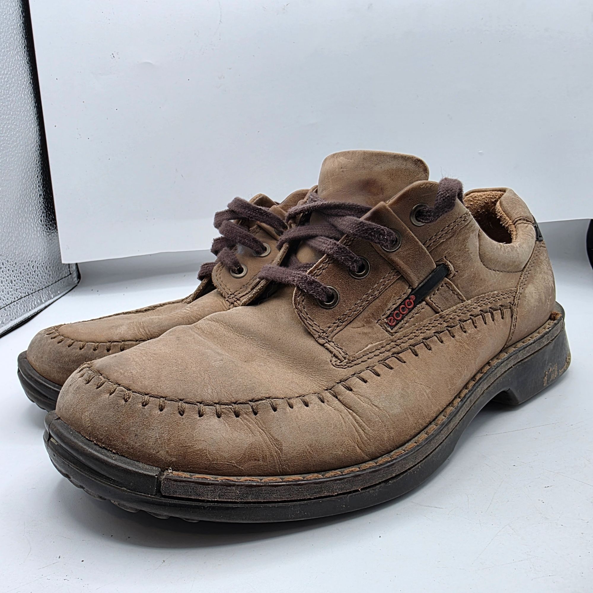 Ecco Ecco Fusion II Mens Size 42 Leather Casual Shoes Brown Moc T Size US 8.5 / EU 41-42 - 3 Thumbnail