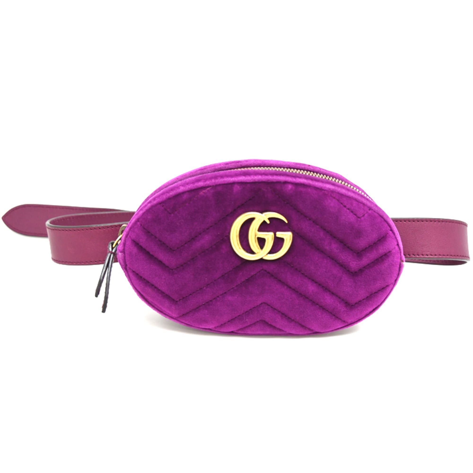 Gucci Gucci GG Marmont Waist Bag, Women's Pouch, 476434, Velour, Purple Size ONE SIZE - 1 Thumbnail