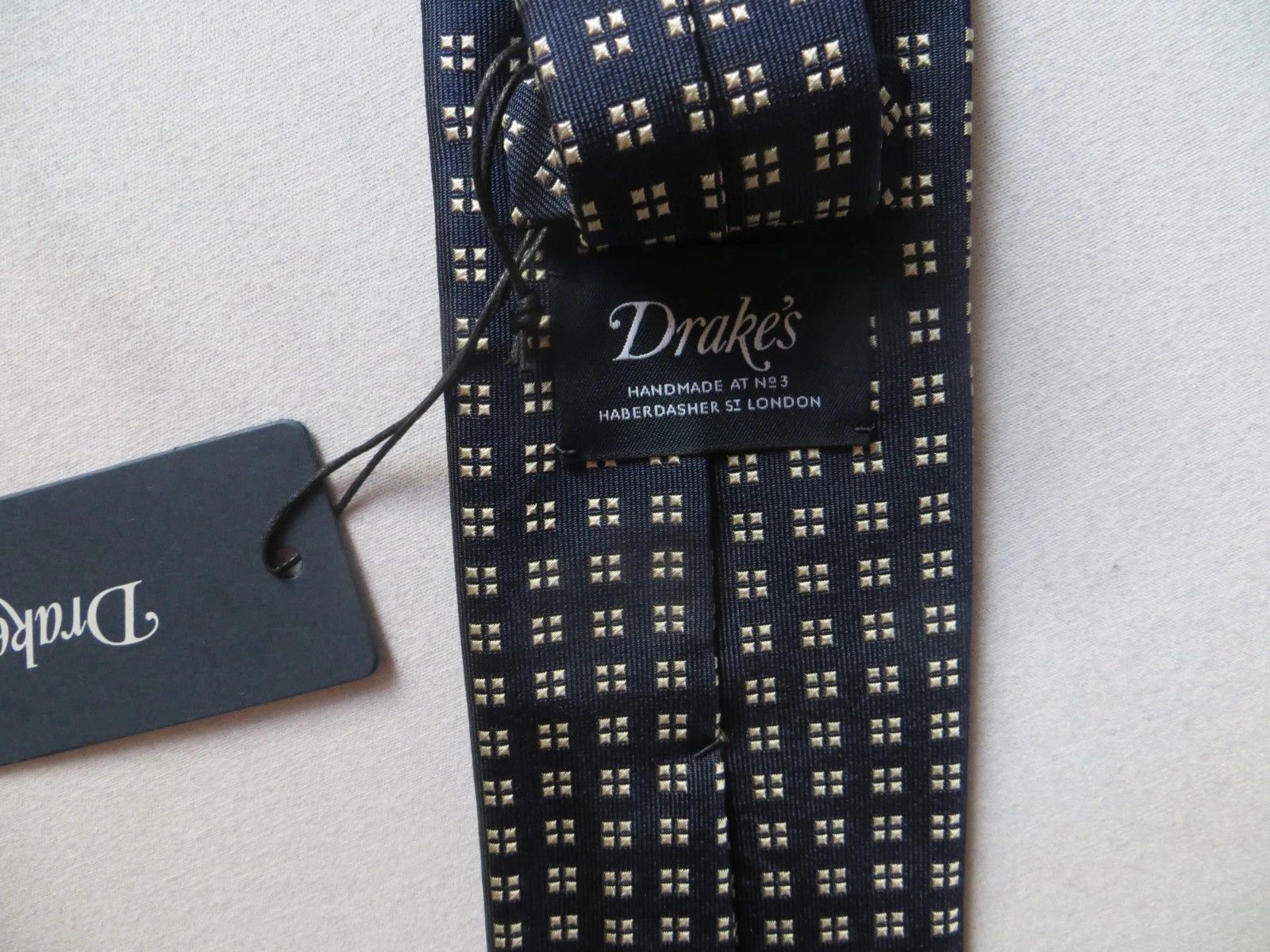Drake's BLUE SMALL SHAPE PRINT SILK TIE Size ONE SIZE - 3 Thumbnail