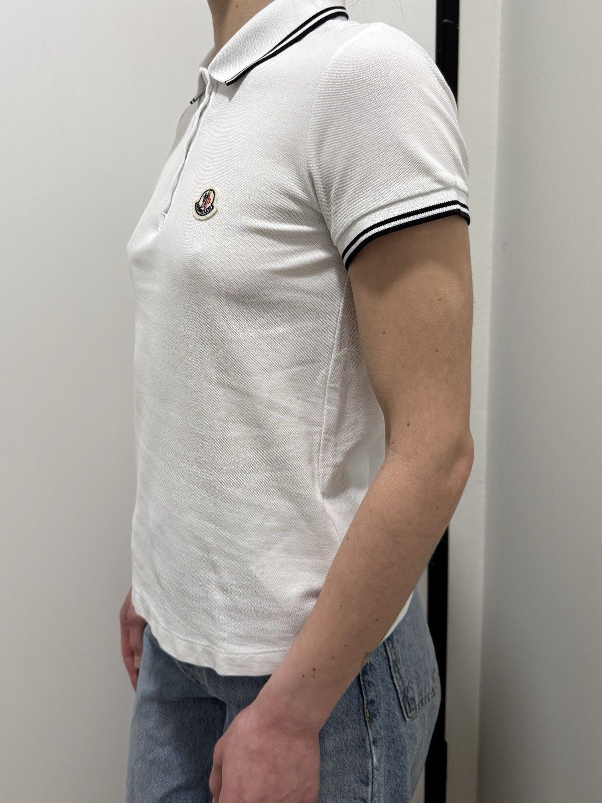 Moncler DDP Moncler Womens Polo White Maglia Logo Top Cotton size XS Size XS / US 0-2 / IT 36-38 - 9 Thumbnail